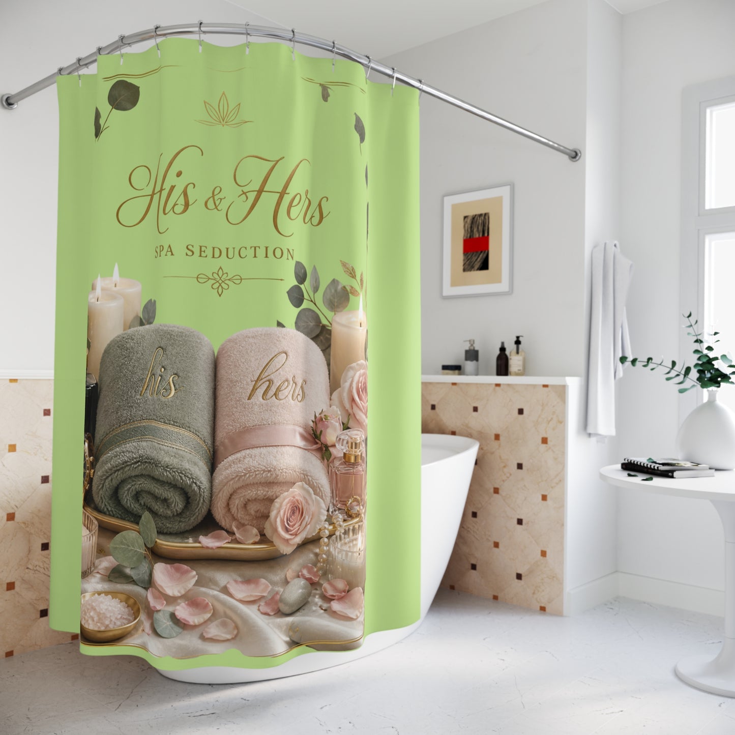 Spa Seduction His & Hers Shower Curtain – Romantic Couples Bathroom Decor