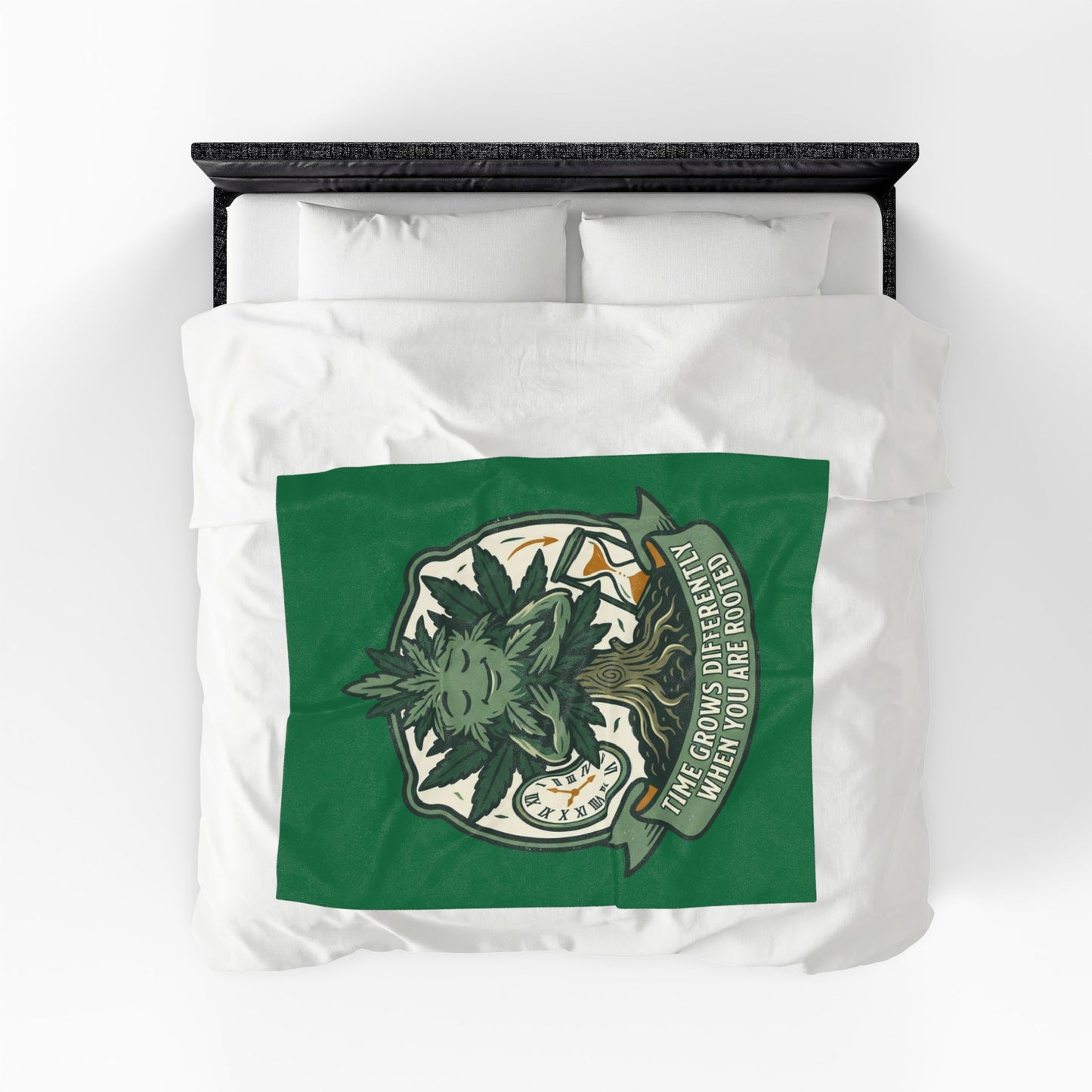 Velveteen Plush Blanket — “Time Grows Differently When You Are Rooted” Cozy Botanical Tree of Life Throw