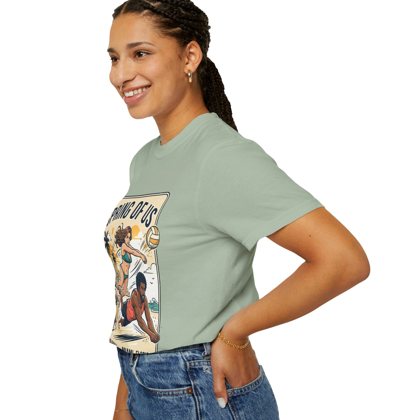 Spring of Us Beach Volleyball T-Shirt — Miami, Florida Retro Sun & Palm Tee