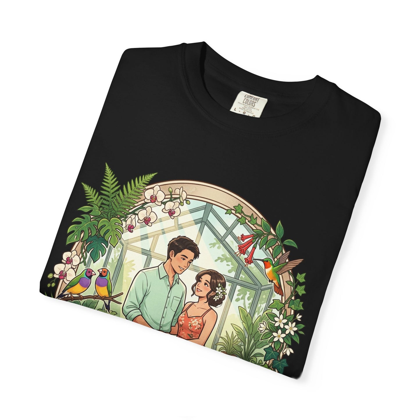 Romantic Greenhouse Couples T-Shirt — “Love Grows Where We Nurture It”