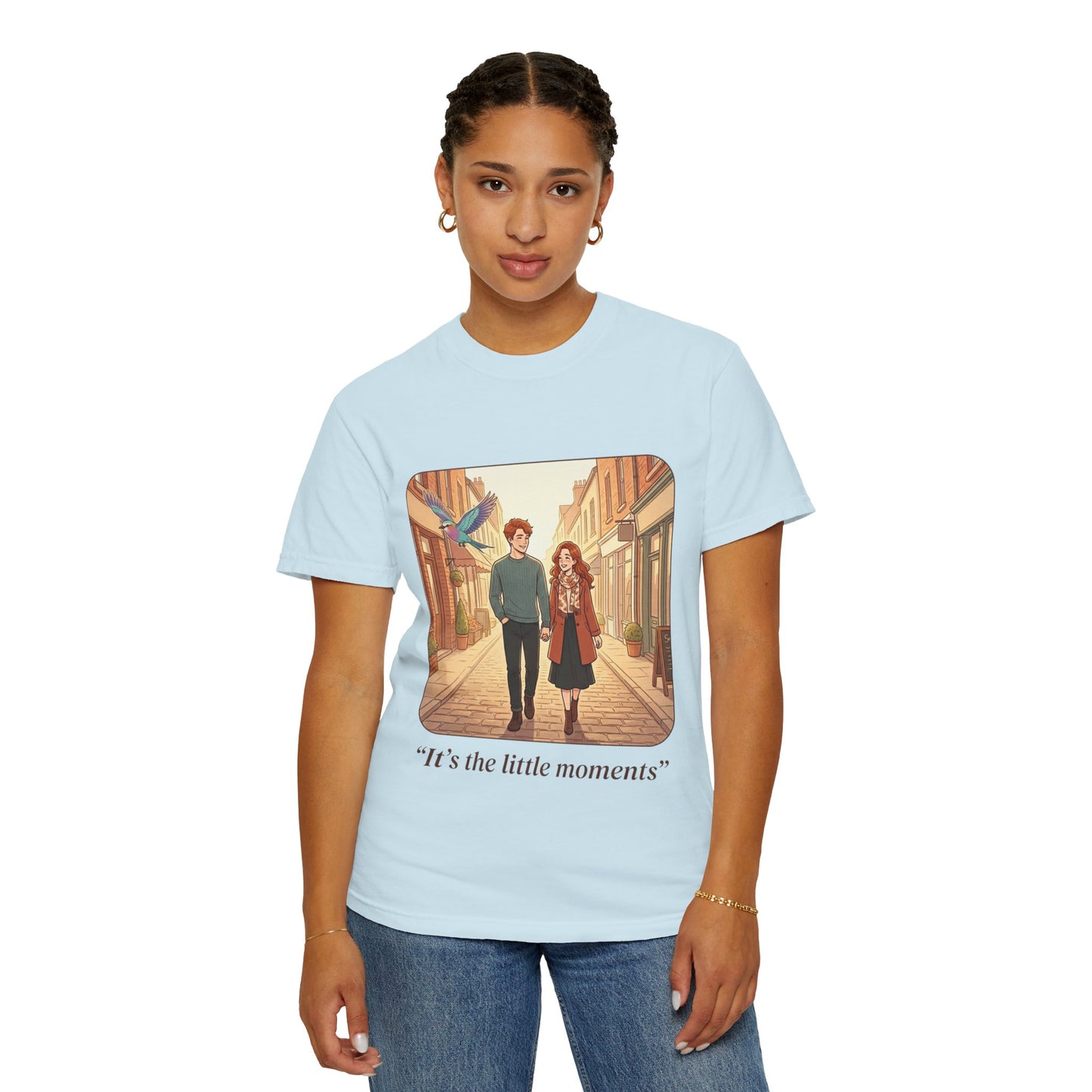Romantic Stroll T-Shirt — “It’s the little moments” Couple Illustration Tee