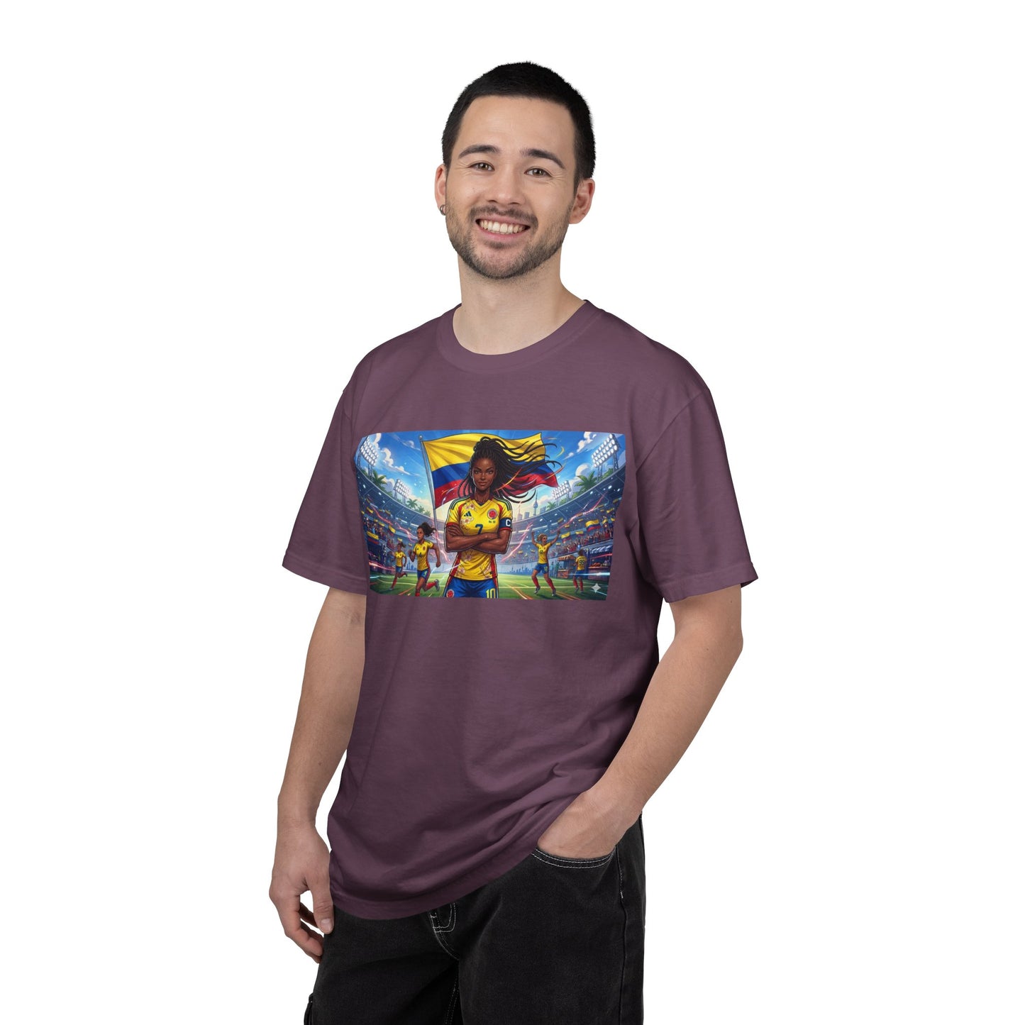 Soccer Champion Graphic T-Shirt — Woman Goalkeeper Stadium Art