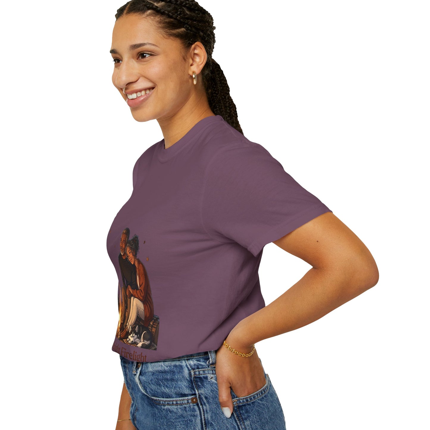 Midnight Firelight T-Shirt — Cozy Couple Campfire Graphic Tee
