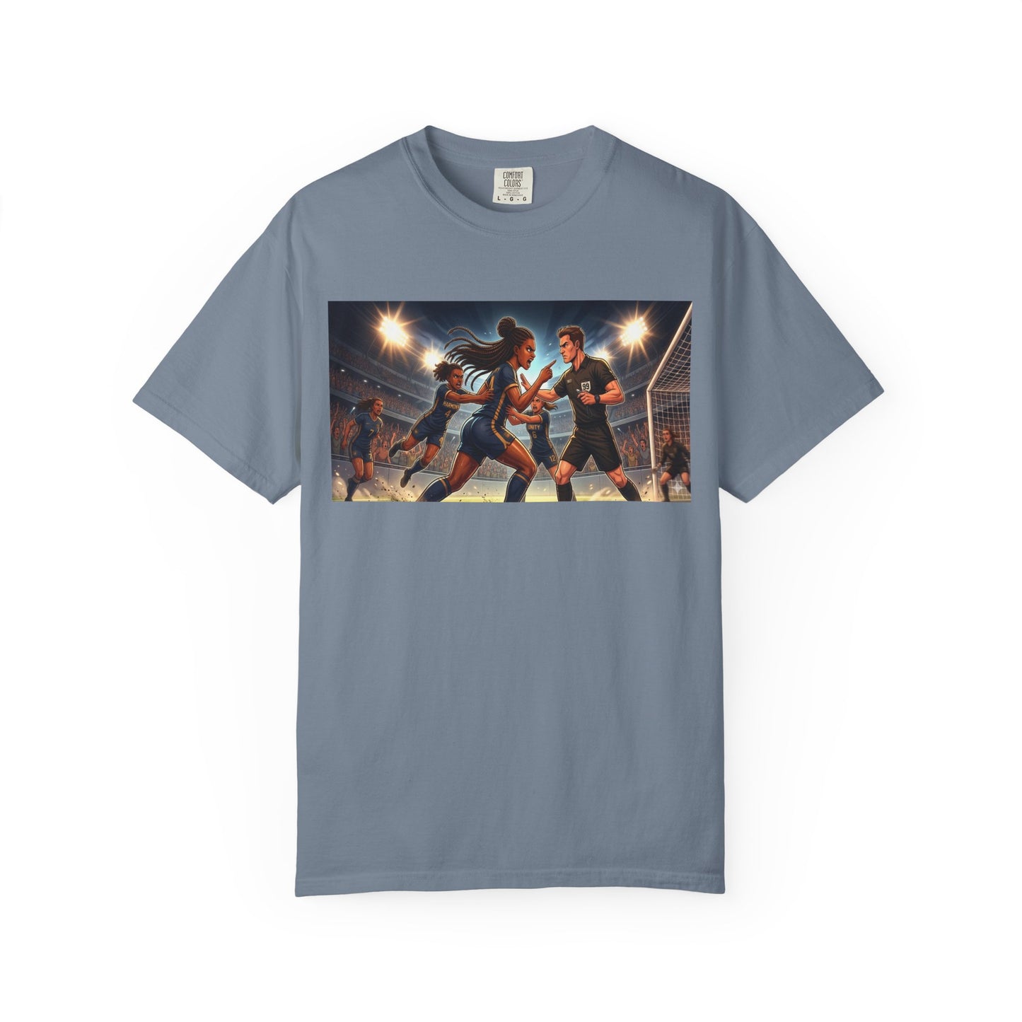 Soccer Night Match T-Shirt — Dynamic Players Under Stadium Lights