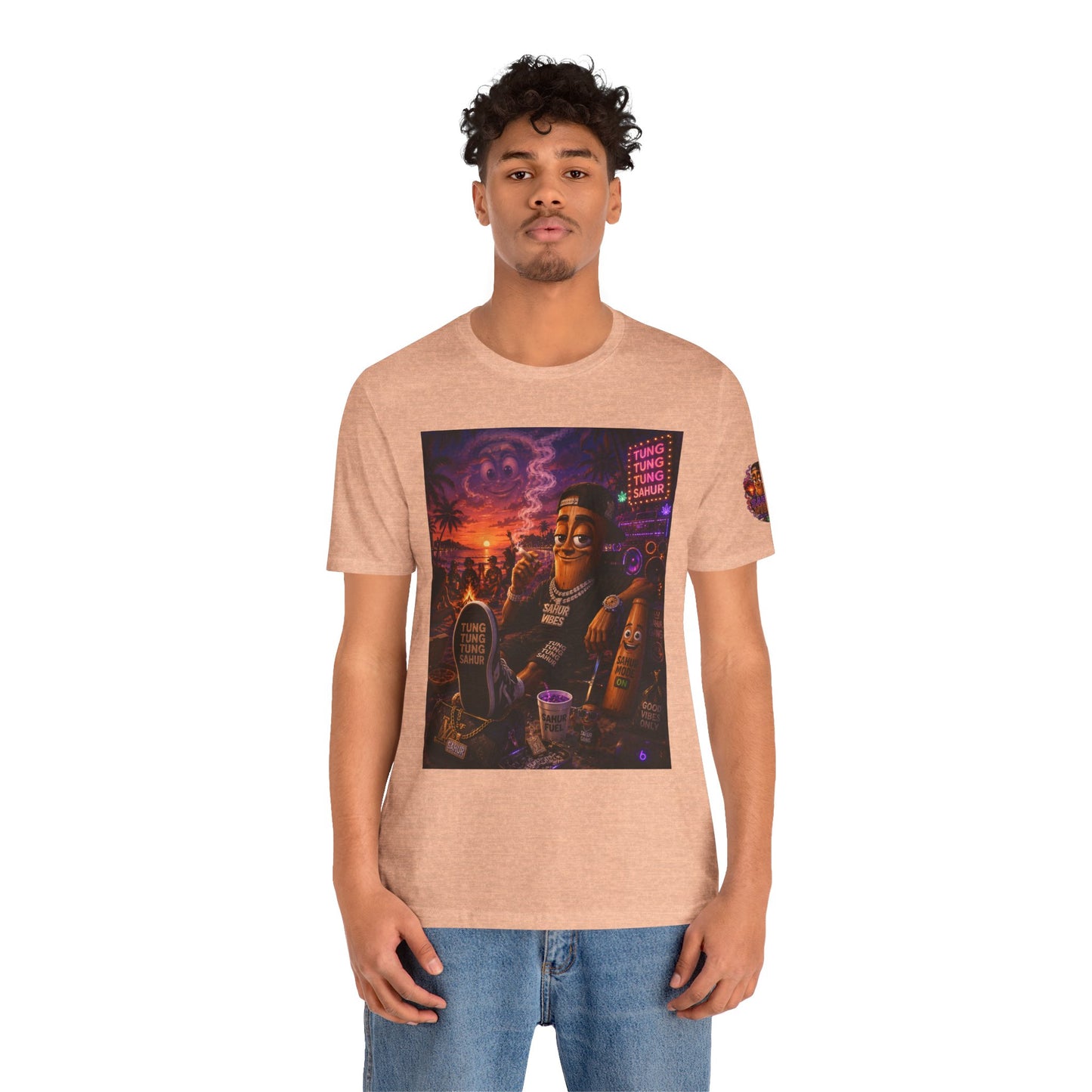 Tung Tung Tung Sahur Laid-Back Nightlife Graphic Tee — "Things Take Time" Urban Cartoon Design