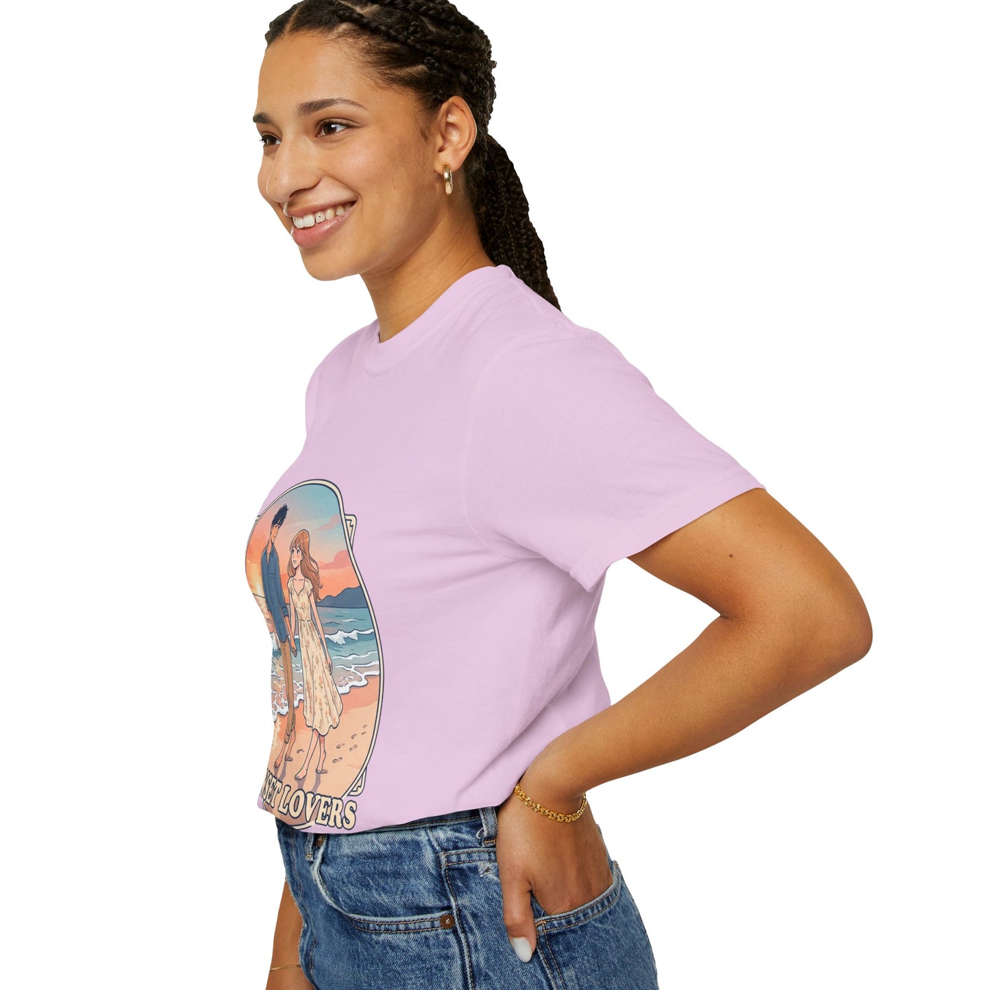 Sunset Lovers Beach T-Shirt — Romantic Couple Graphic Tee