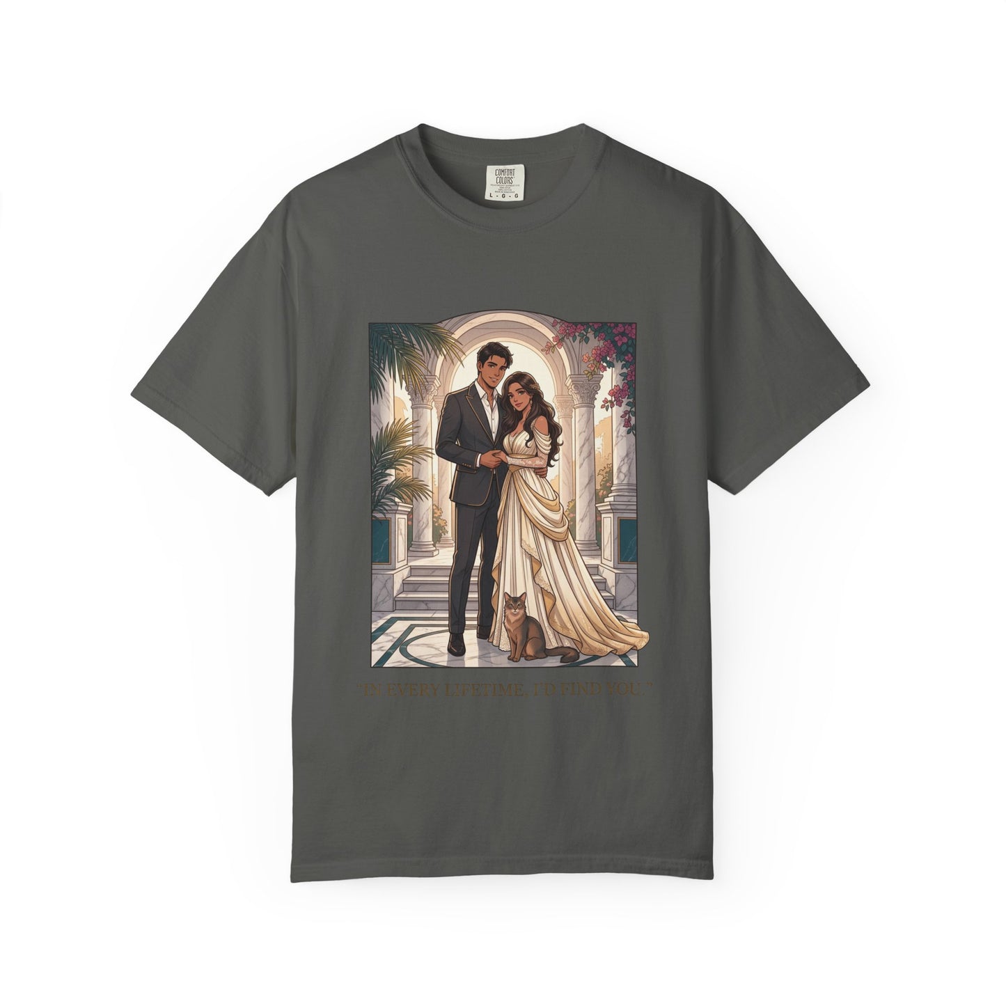 Romantic Vintage Wedding Portrait T-Shirt — "In Every Lifetime, I'd Find You"