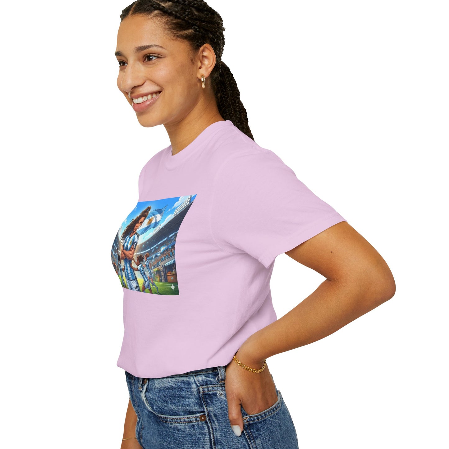 Argentina Soccer Heroine Stadium T-Shirt – Female Soccer Player Graphic Tee