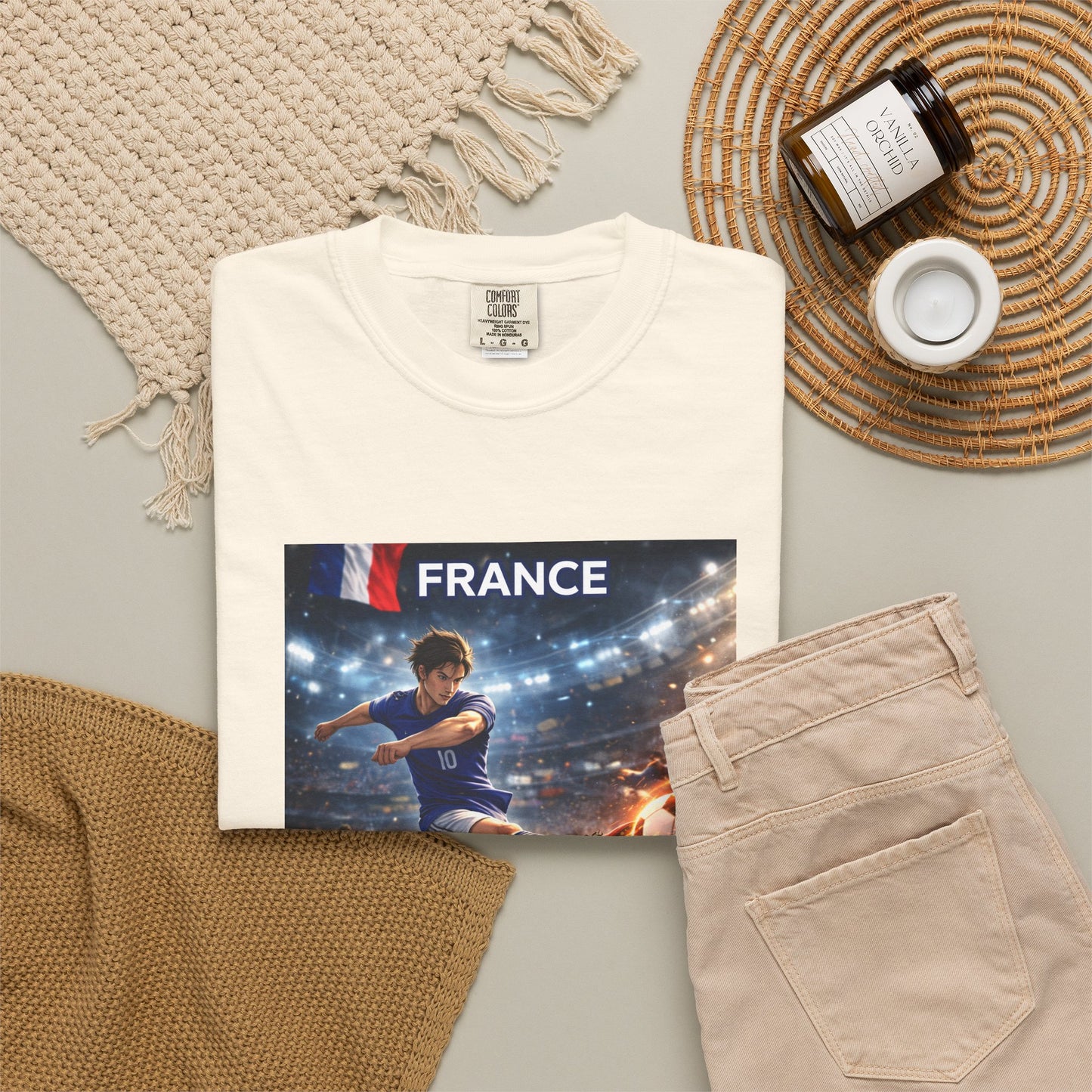 France Soccer Player Graphic T-Shirt — Football Kick Stadium Design