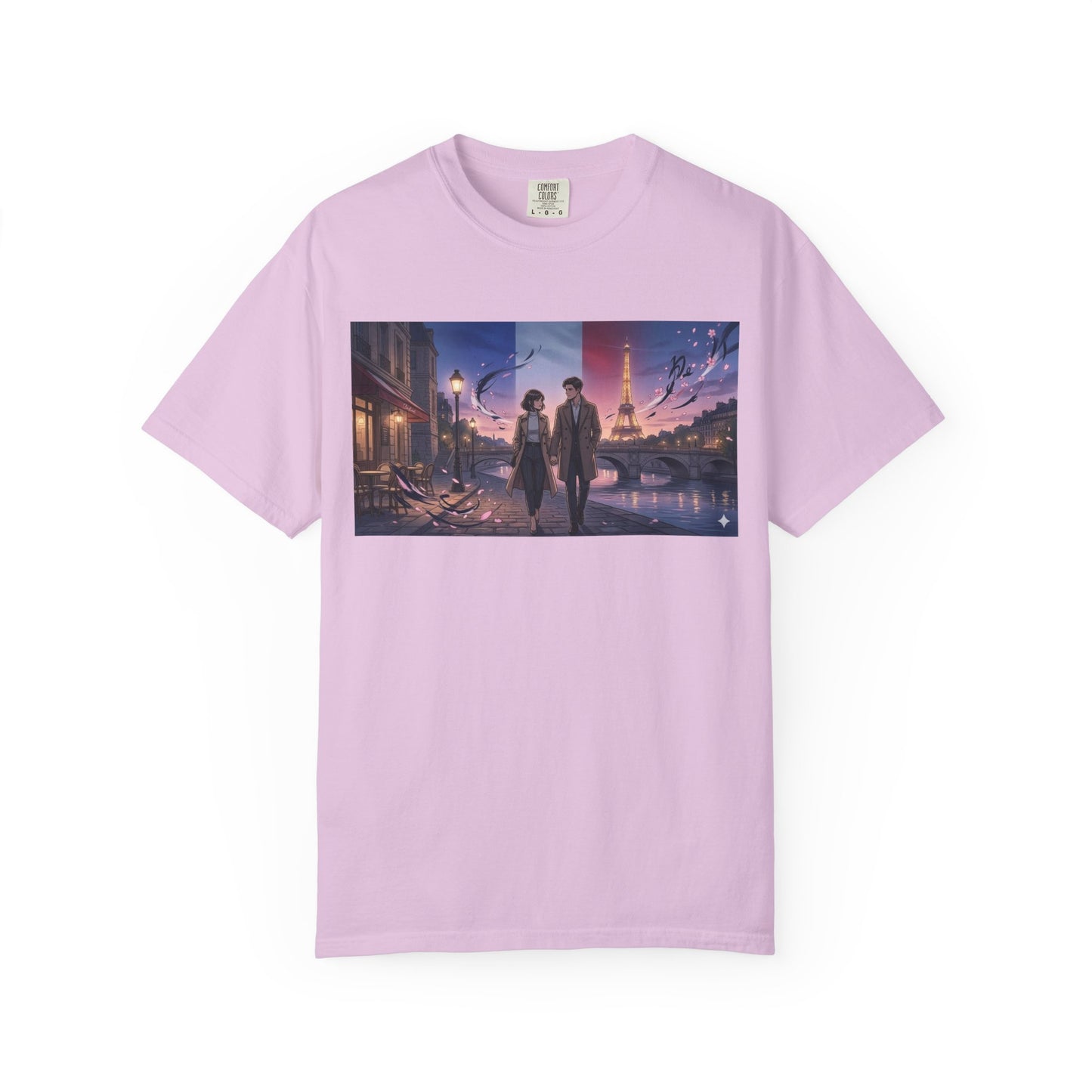 T-Shirt — Romantic City Night Stroll Illustration
