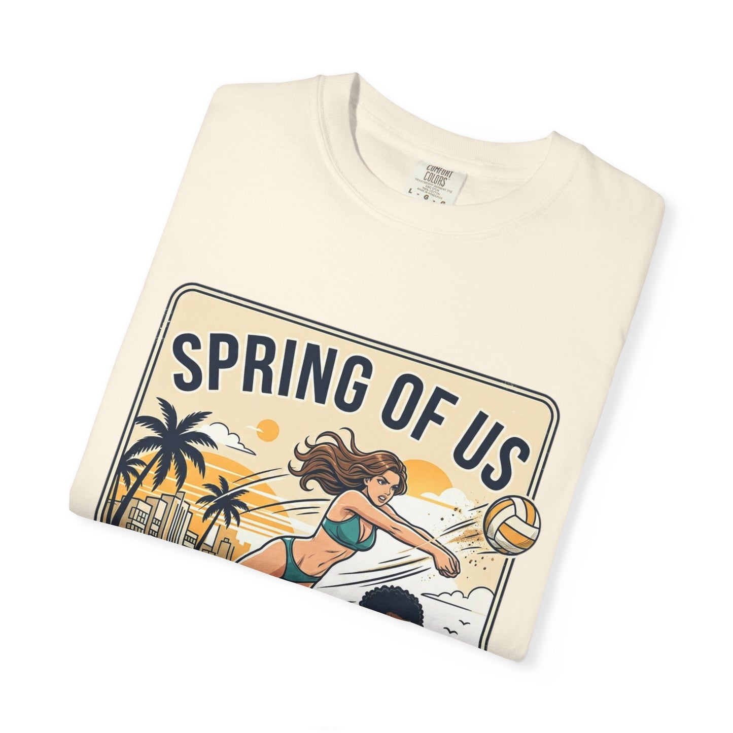 Spring of Us Beach Volleyball T-Shirt — Miami, Florida Retro Sun & Palm Tee
