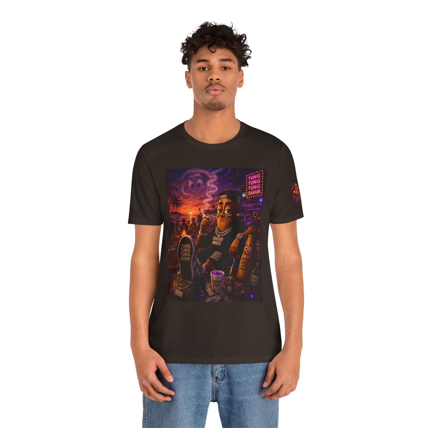 Tung Tung Tung Sahur Laid-Back Nightlife Graphic Tee — "Things Take Time" Urban Cartoon Design