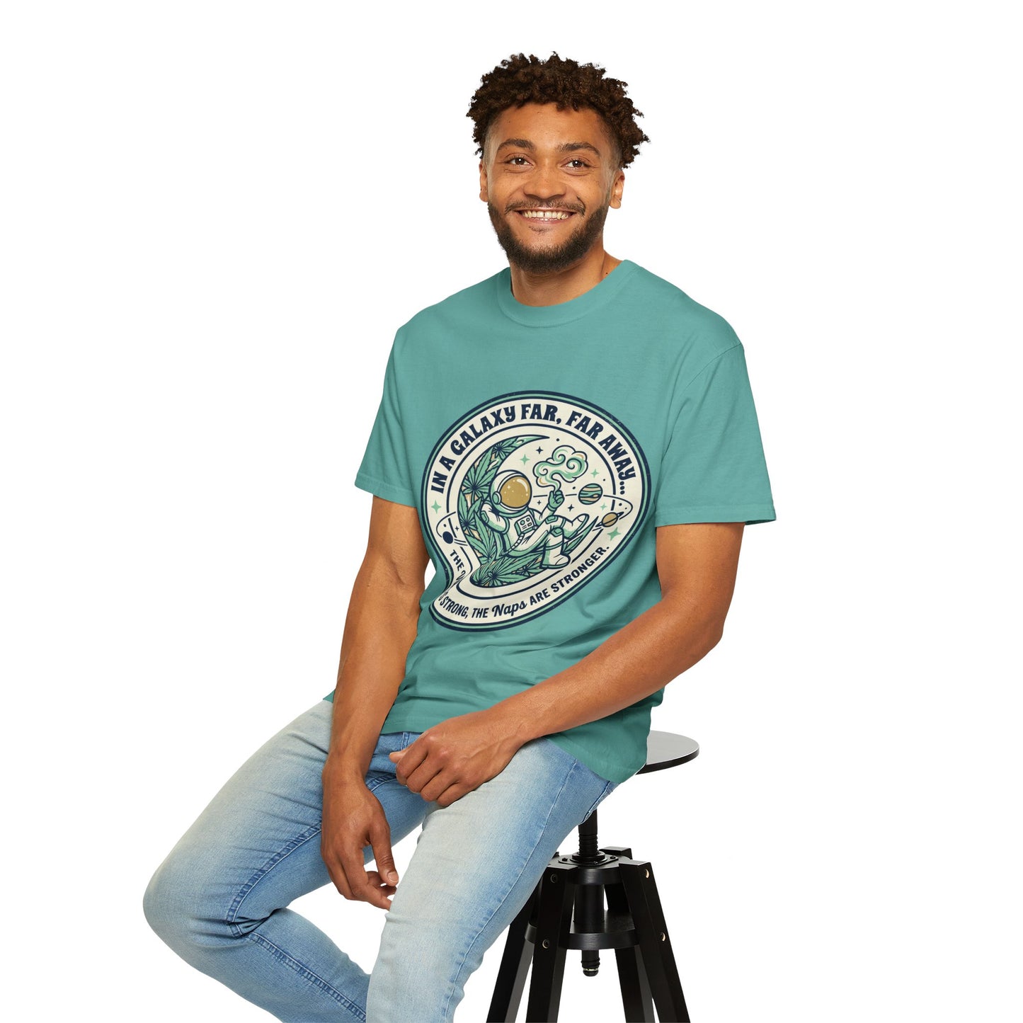 T-Shirt — "In a Galaxy Far, Far Away" Retro Space Nap Graphic Tee