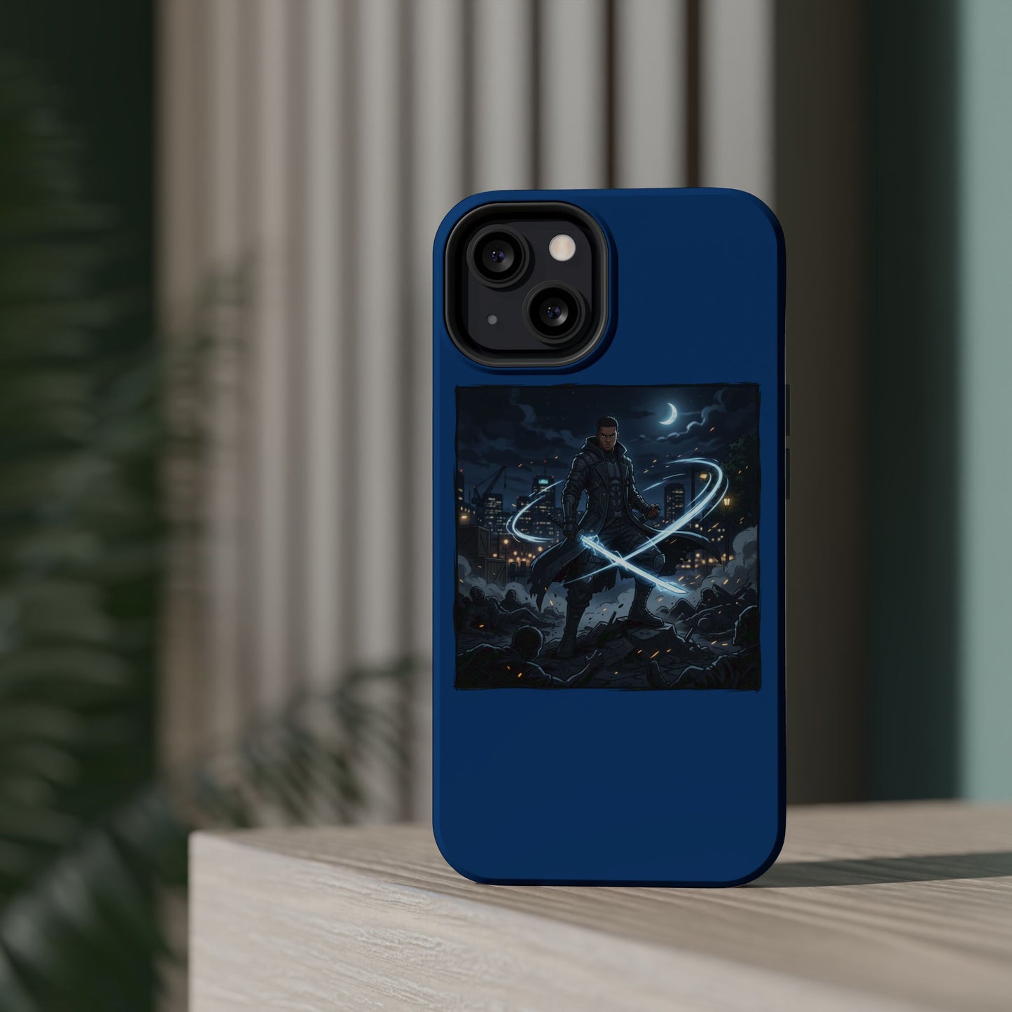 Magnetic Impact-Resistant Phone Case — Night Warrior Sci‑Fi Design