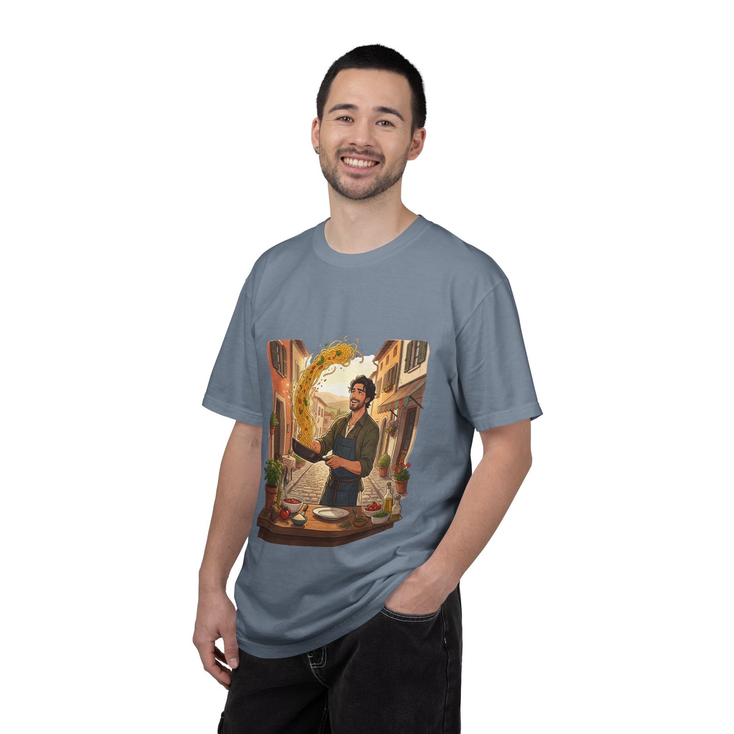 Italian Chef Pasta Toss T-Shirt — Vintage Street Kitchen Cooking Graphic Tee