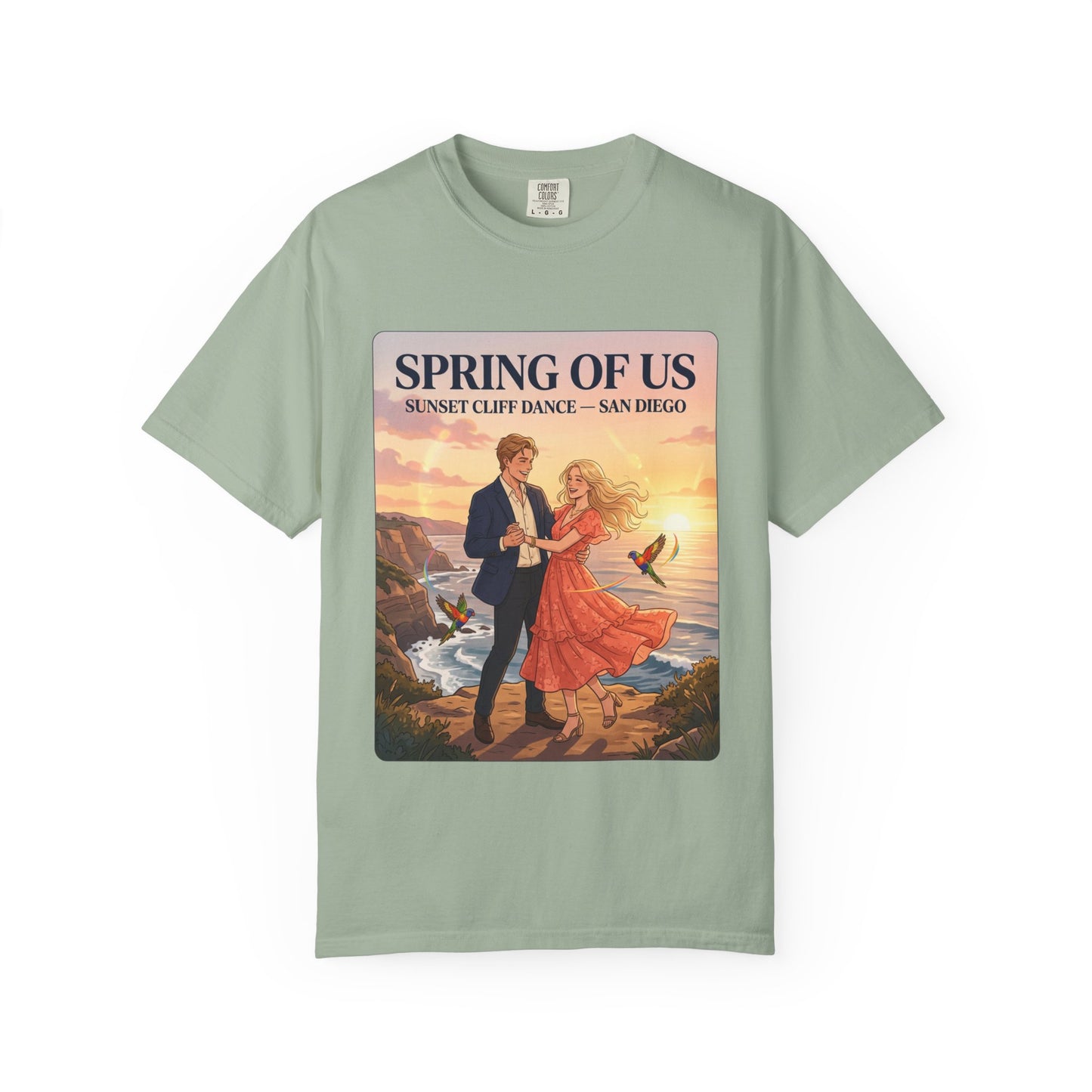 Spring of Us T‑Shirt — Sunset Cliff Dance San Diego Vintage Romance Tee