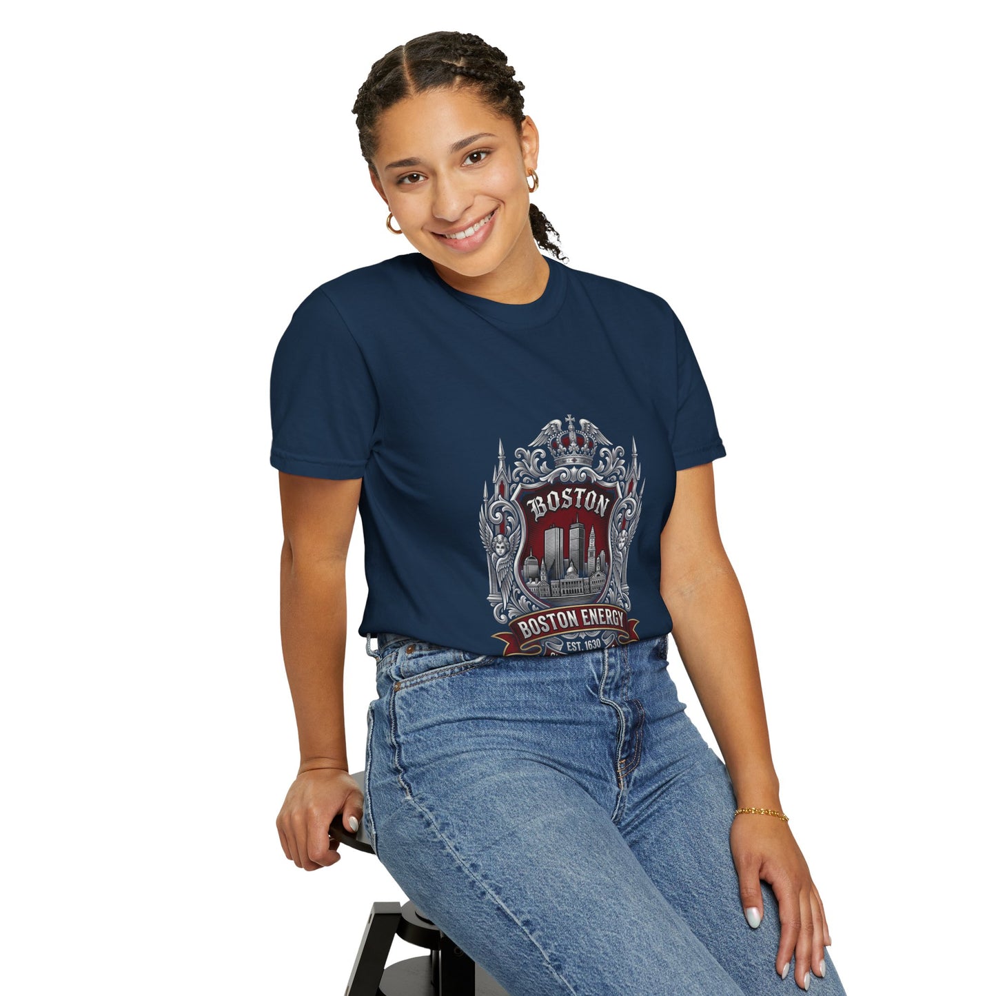 Boston Energy Vintage Crest T-Shirt — Retro City Skyline Tee