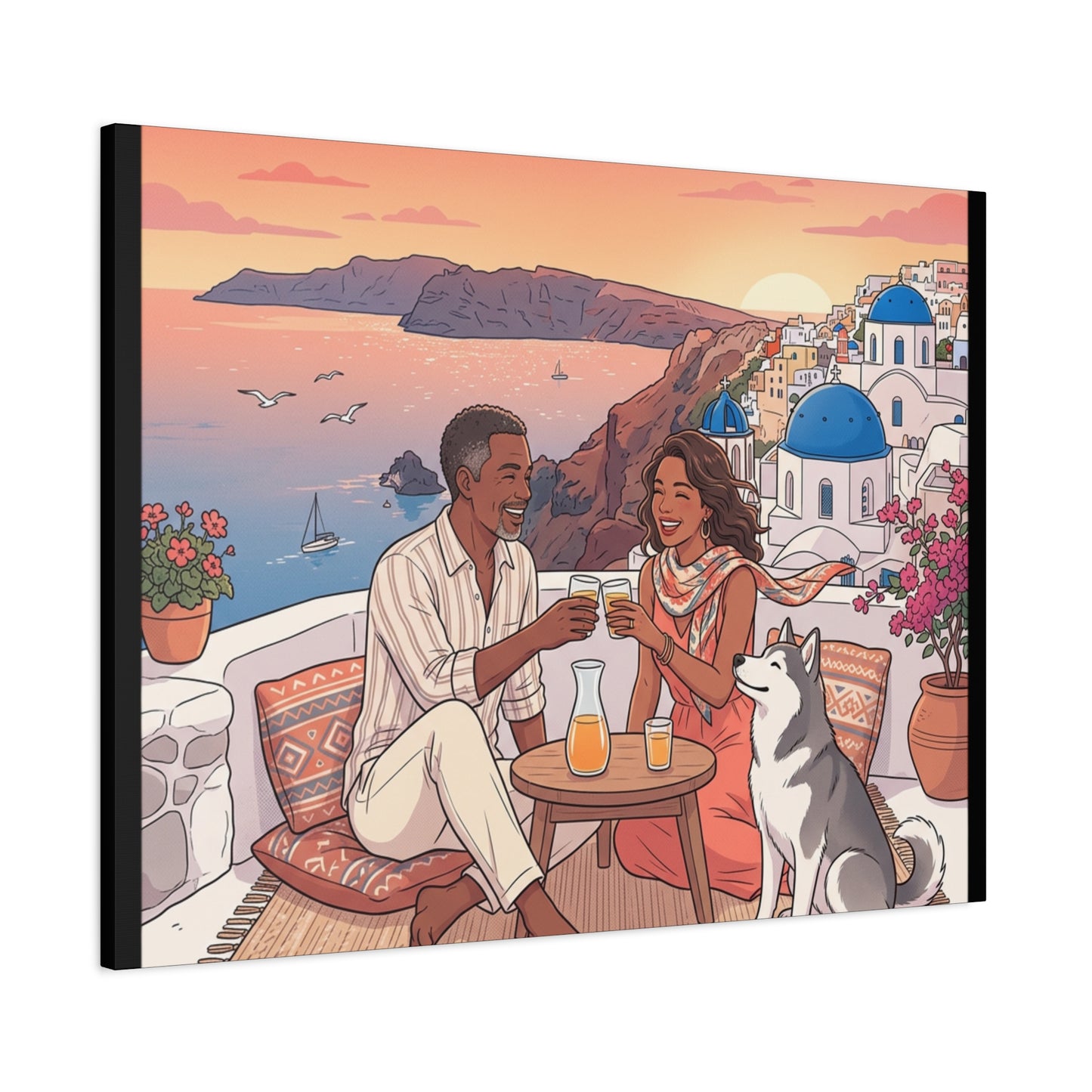 Santorini, Greece – “Sunset Serenade - Matte Canvas, Stretched, 1.25"