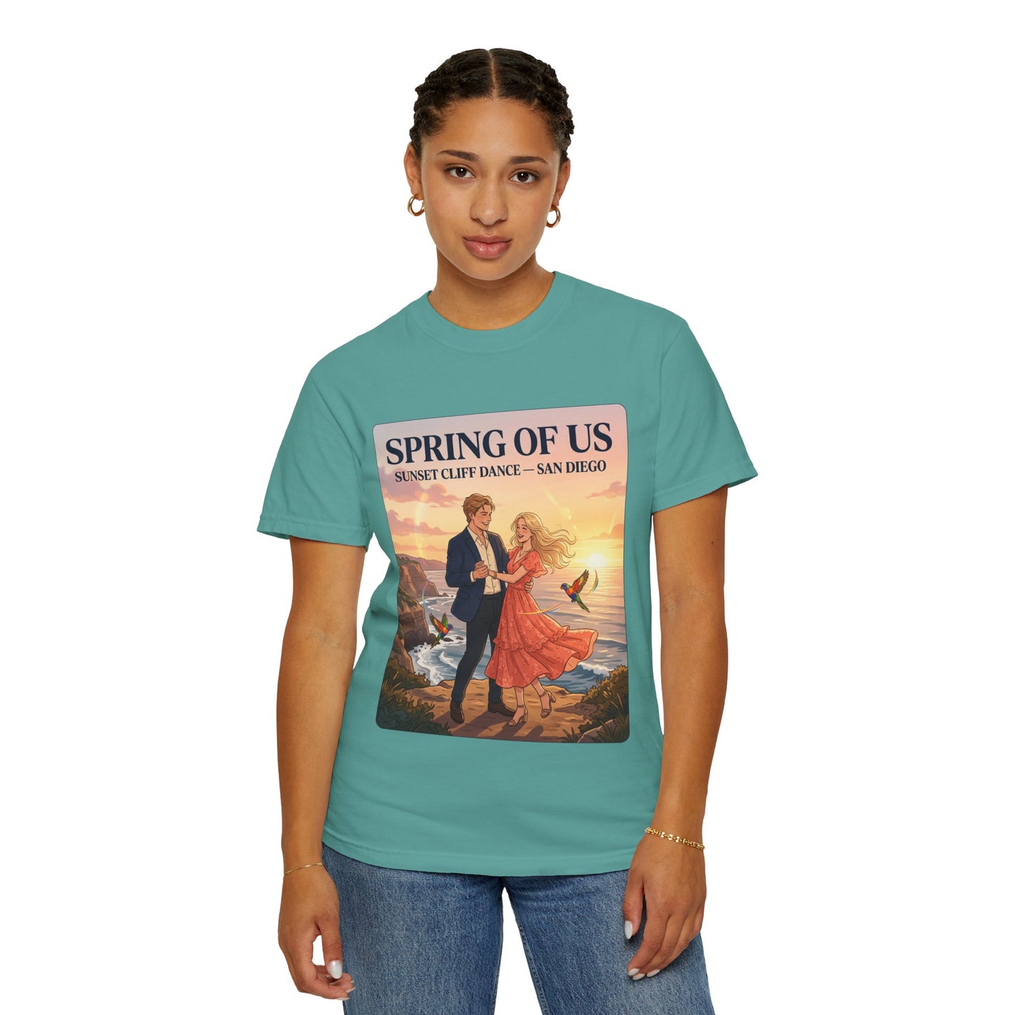 Spring of Us T‑Shirt — Sunset Cliff Dance San Diego Vintage Romance Tee