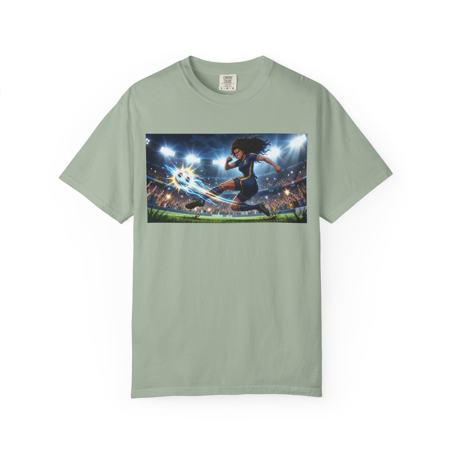 Soccer Kick Graphic T-Shirt — Energetic Stadium Football Design
