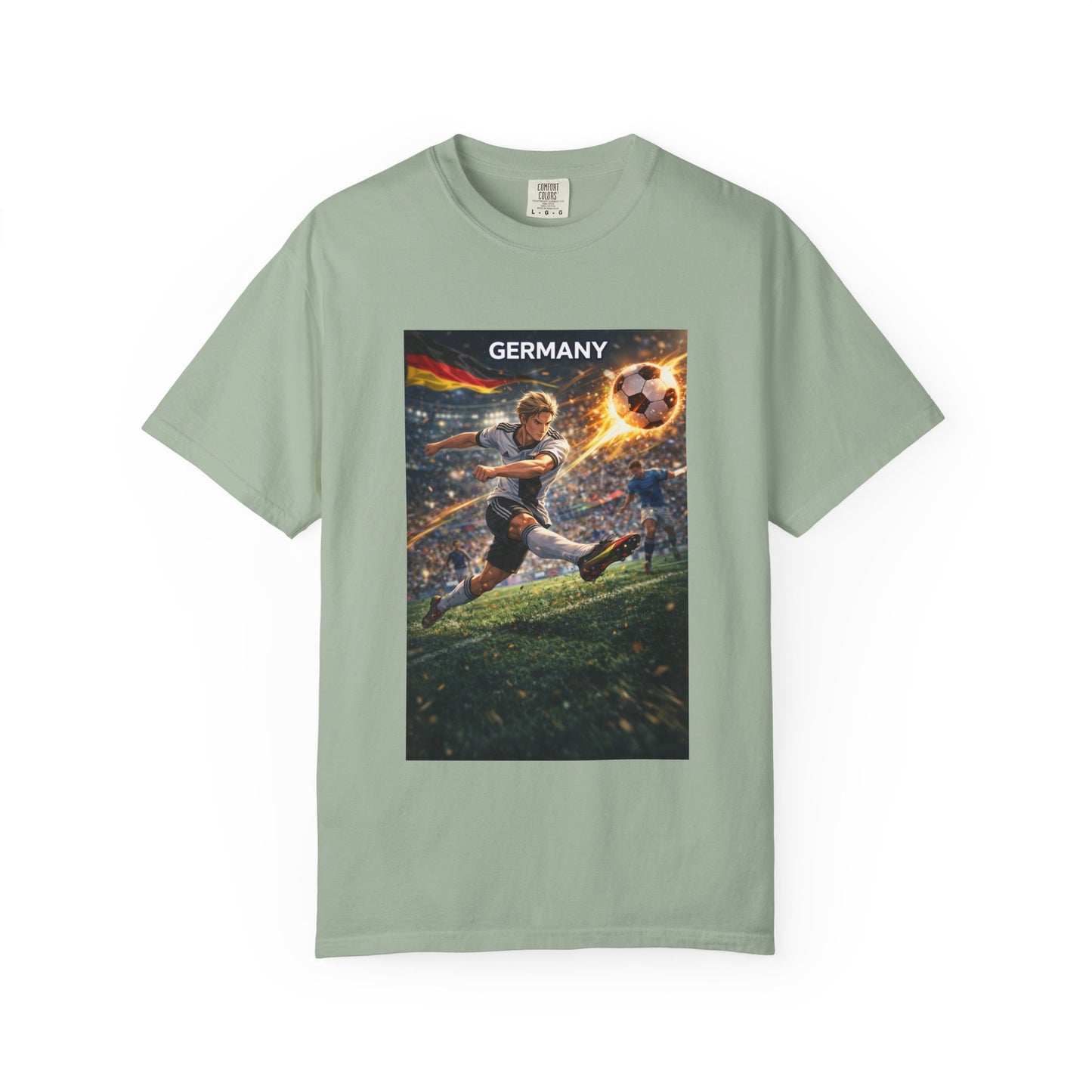 Germany Soccer Player Graphic T-Shirt — Retro Football Stadium Print