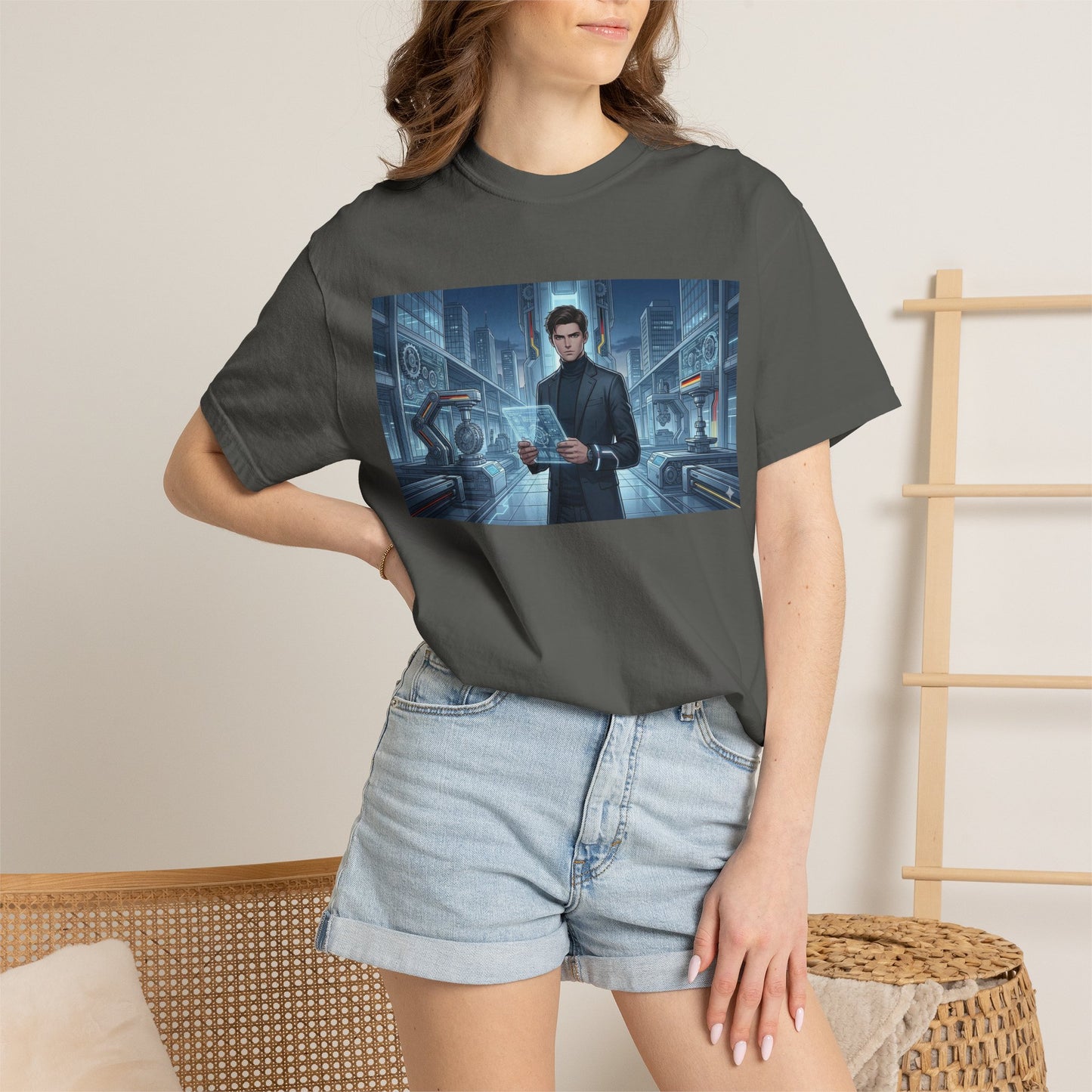 Cyberpunk Detective T-Shirt — Futuristic Noir Cityscape Graphic Tee