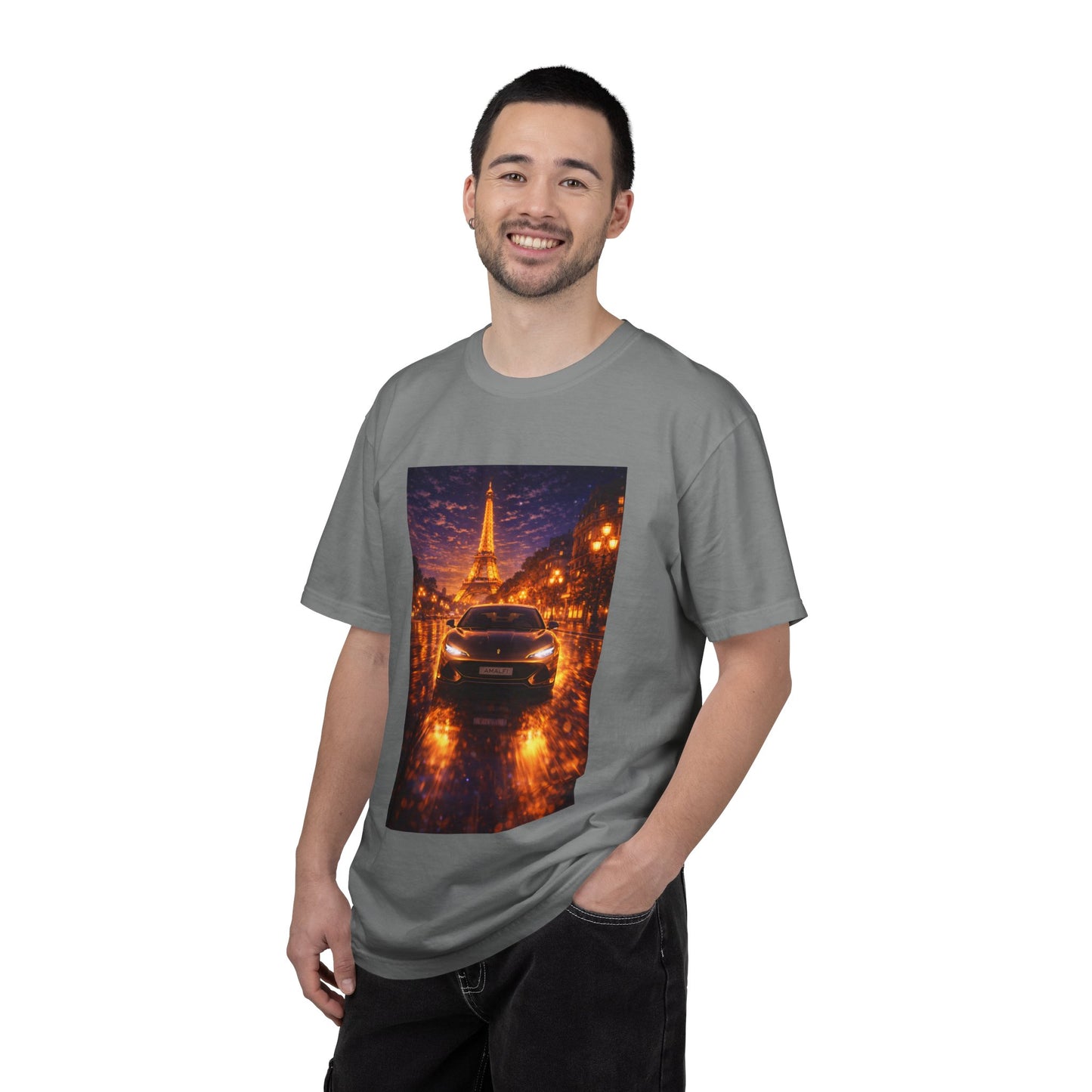 Paris Night Drive T-Shirt — Eiffel Tower Car Scene