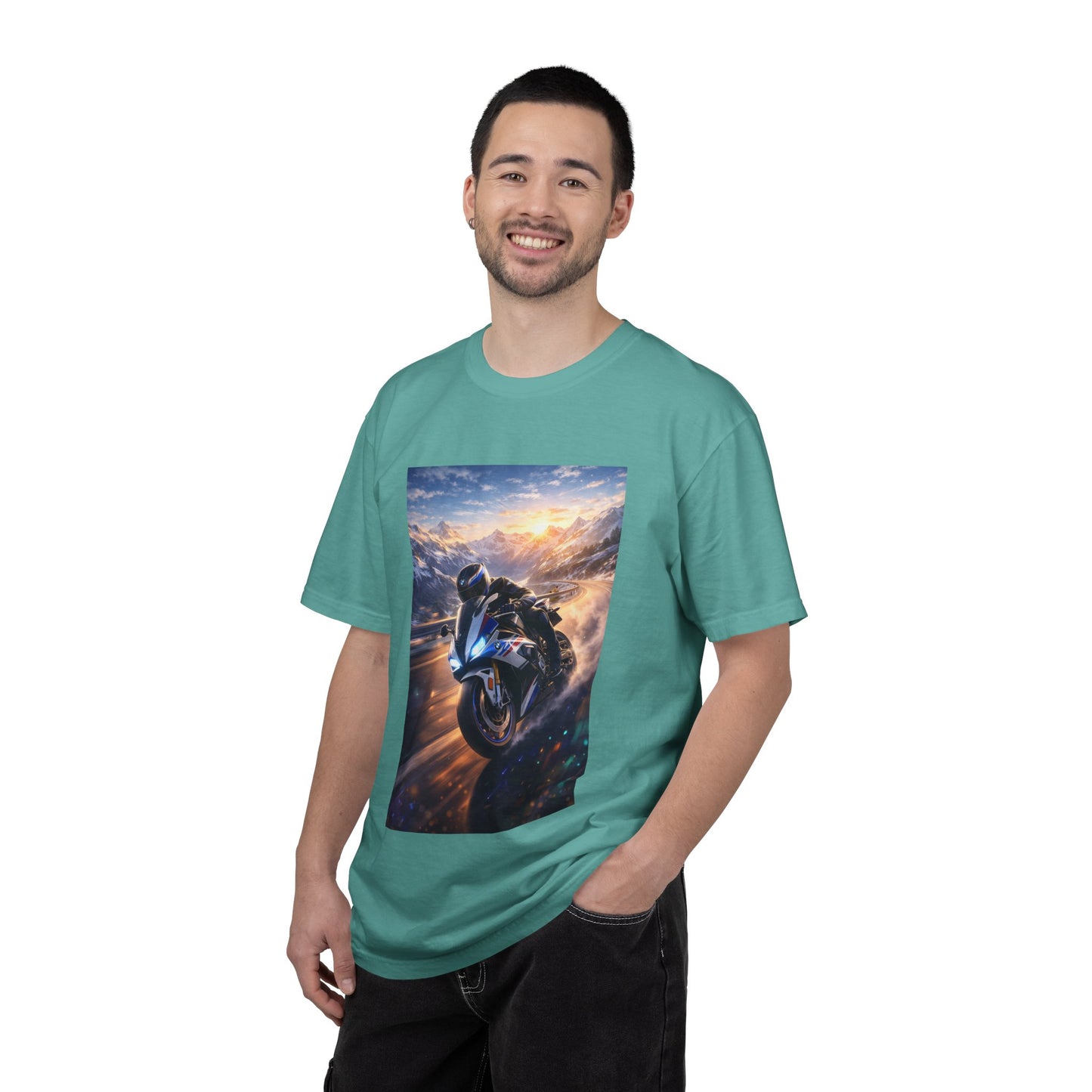BMW S1000RR ALPINE GHOST RIDE - T‑Shirt — Sportbike Skyline Graphic Tee