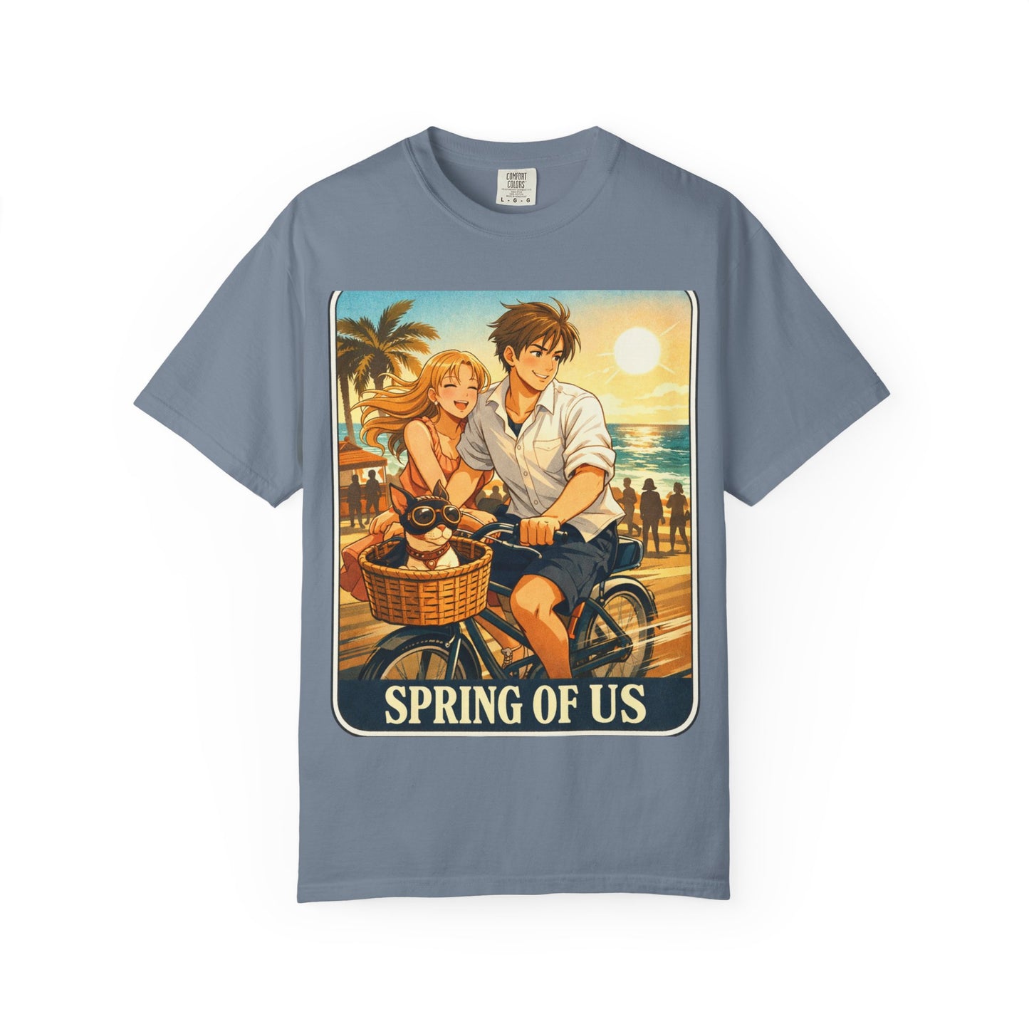 Spring of Us T-Shirt — Vintage Beach Couple Bicycle Design