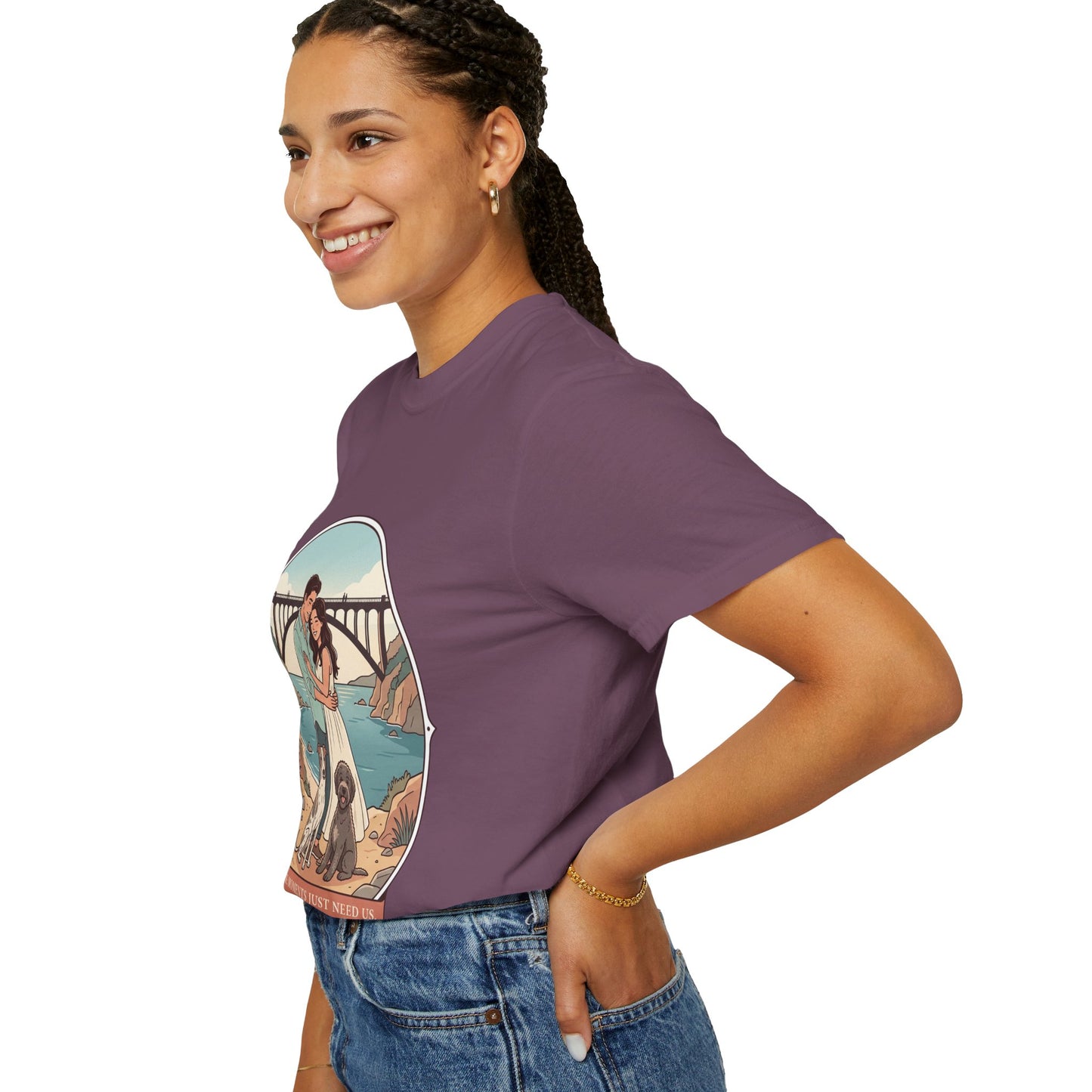 T-Shirt — Romantic Coastal Couples Tee “Some Moments Are Forever” with Dogs