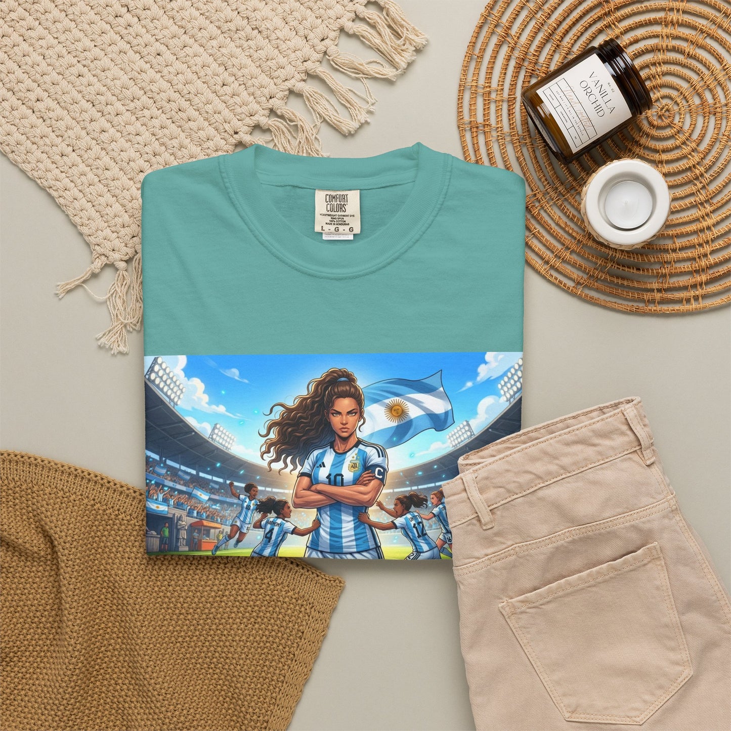 Argentina Soccer Heroine Stadium T-Shirt – Female Soccer Player Graphic Tee