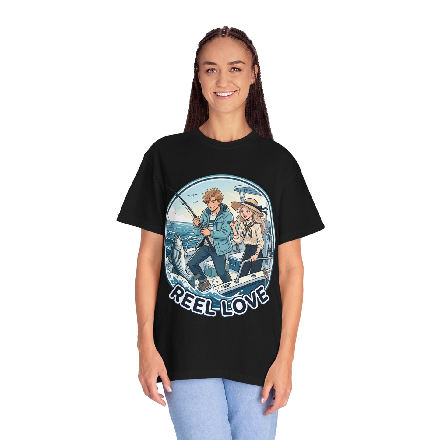 Reel Love Fishing T-Shirt — Cute Couple Anglers Graphic Tee