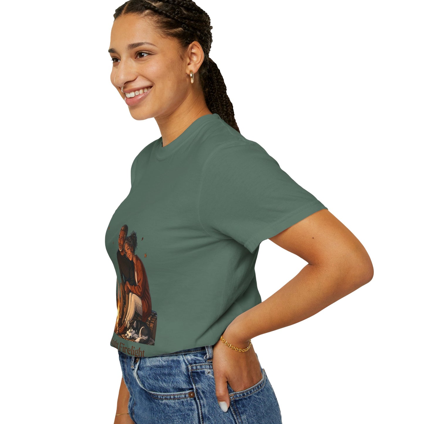 Midnight Firelight T-Shirt — Cozy Couple Campfire Graphic Tee
