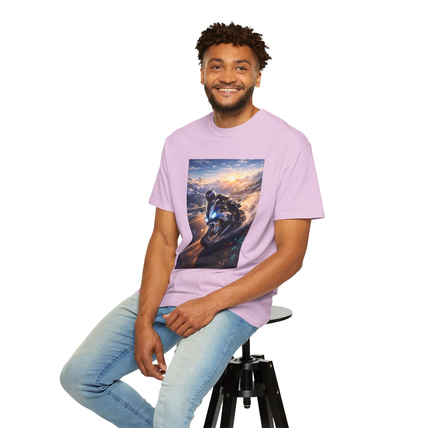 BMW S1000RR ALPINE GHOST RIDE - T‑Shirt — Sportbike Skyline Graphic Tee