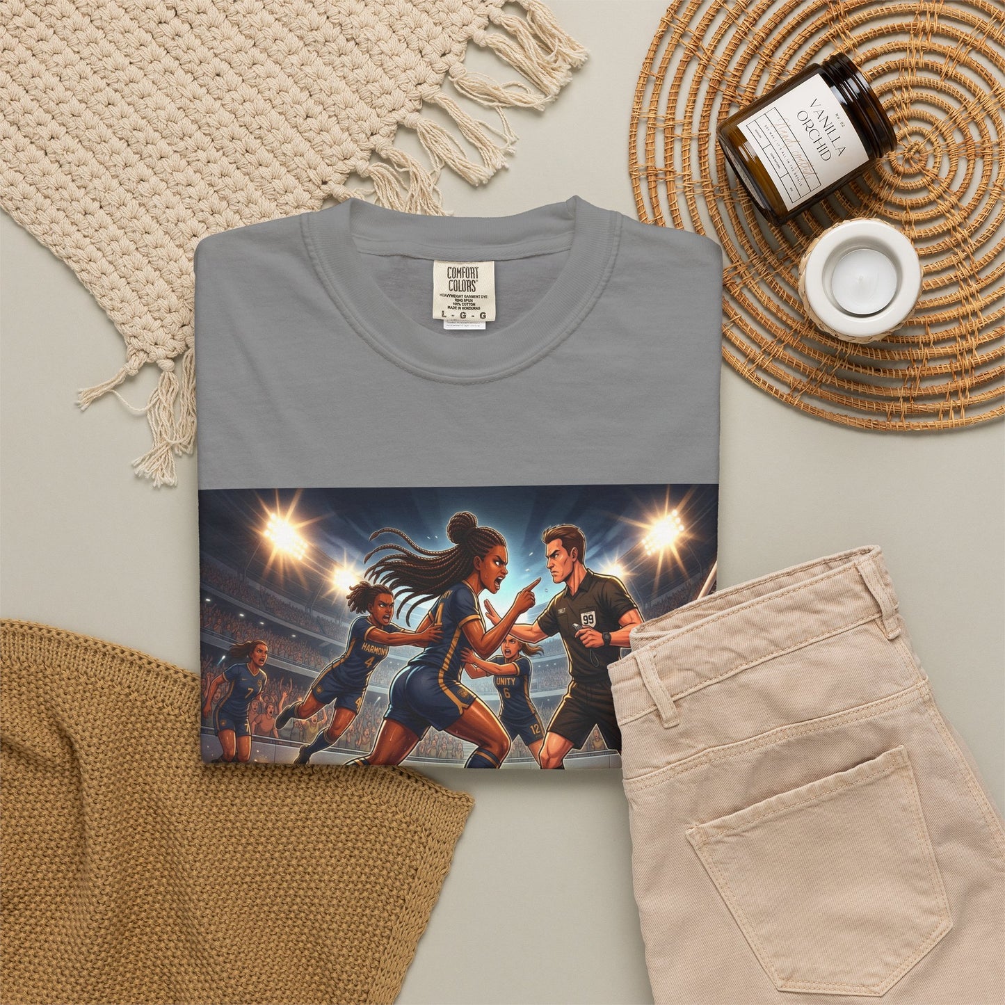 Soccer Night Match T-Shirt — Dynamic Players Under Stadium Lights