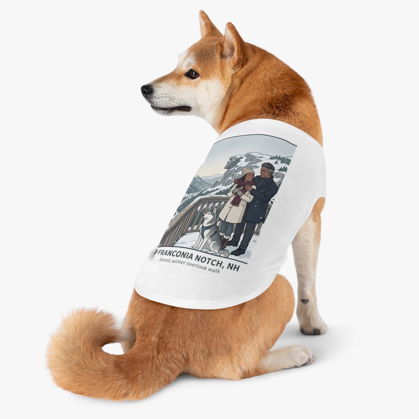 Dog Winter Walk Tank — Cozy Couple & Husky Scenic Pet Tank Top