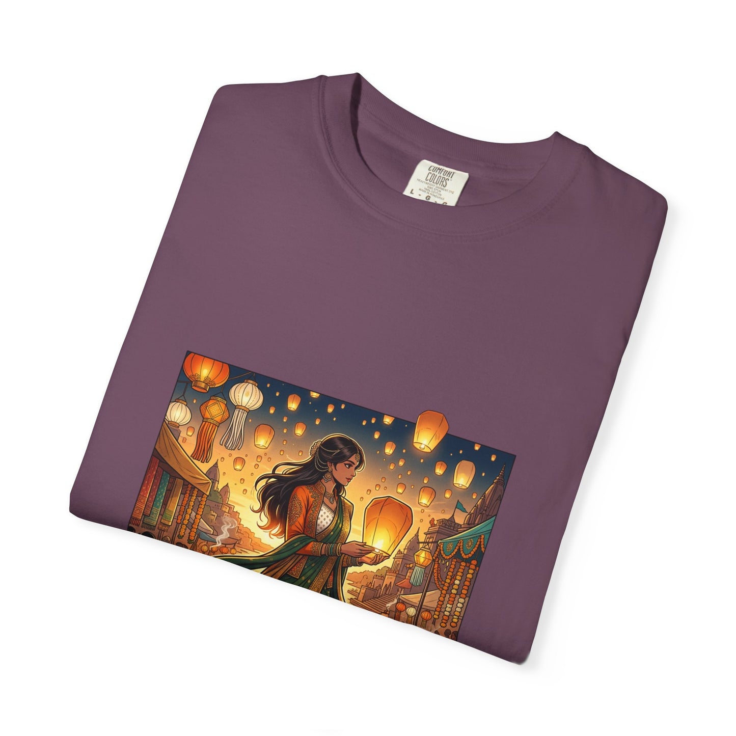 Diwali Lantern Festival T-Shirt — Indian Dancer with Floating Sky Lanterns