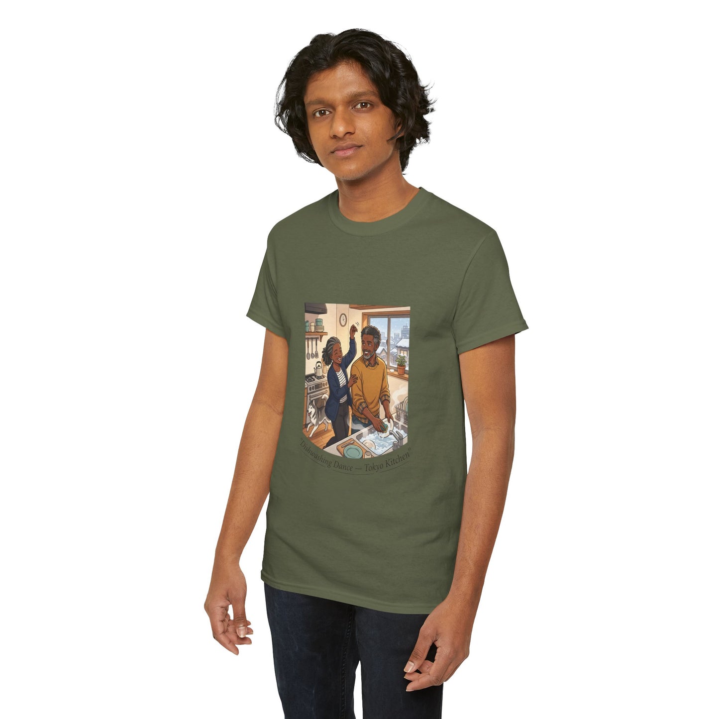 Dishwashing Dance Tee — Couple Kitchen Graphic T-Shirt