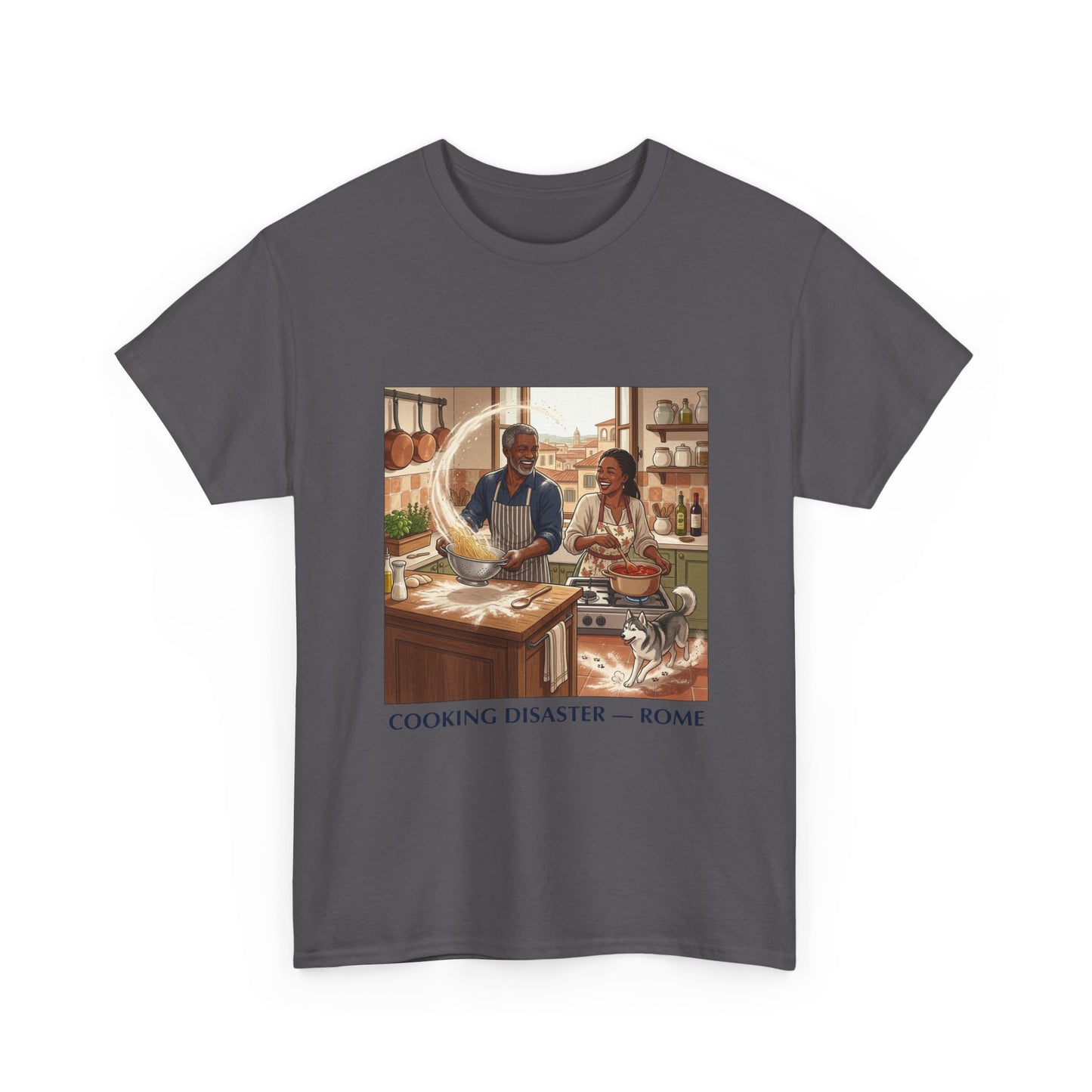 T-Shirt — 'Cooking Disaster — Rome' Illustrated Cooking Tee