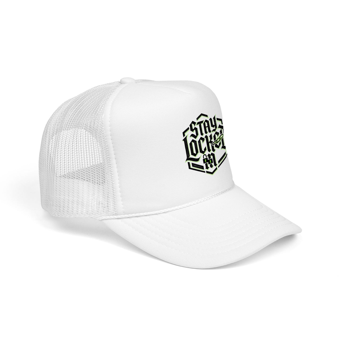 Trucker Hat – Neon 'Stay Lucked In' Embroidered Mesh Cap