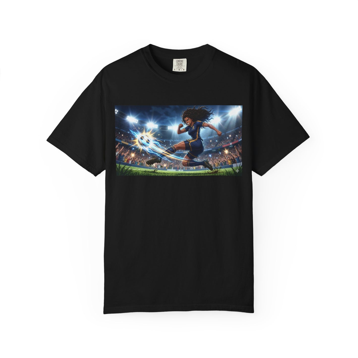 Soccer Kick Graphic T-Shirt — Energetic Stadium Football Design