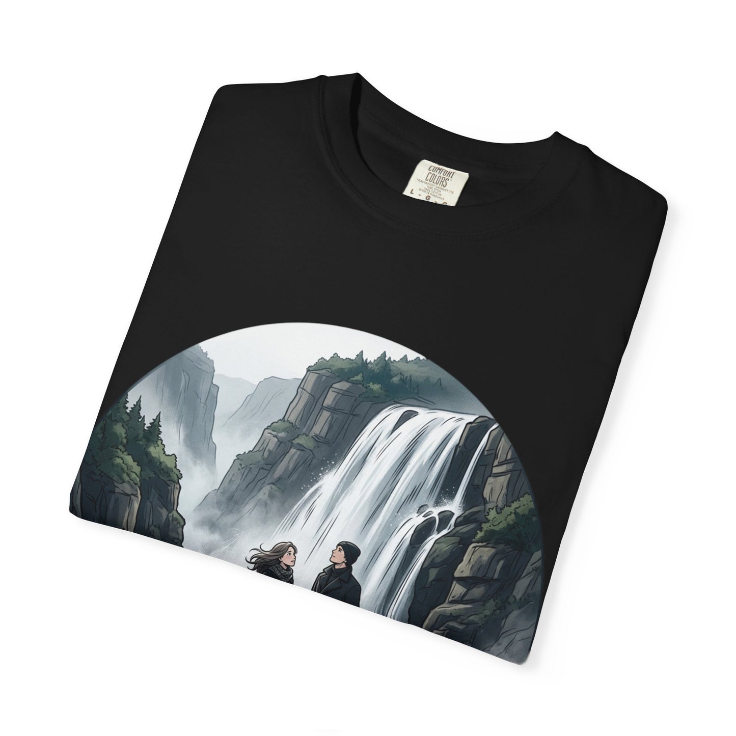 Explore More T-Shirt — Adventure Graphic Tee with Waterfall Scene