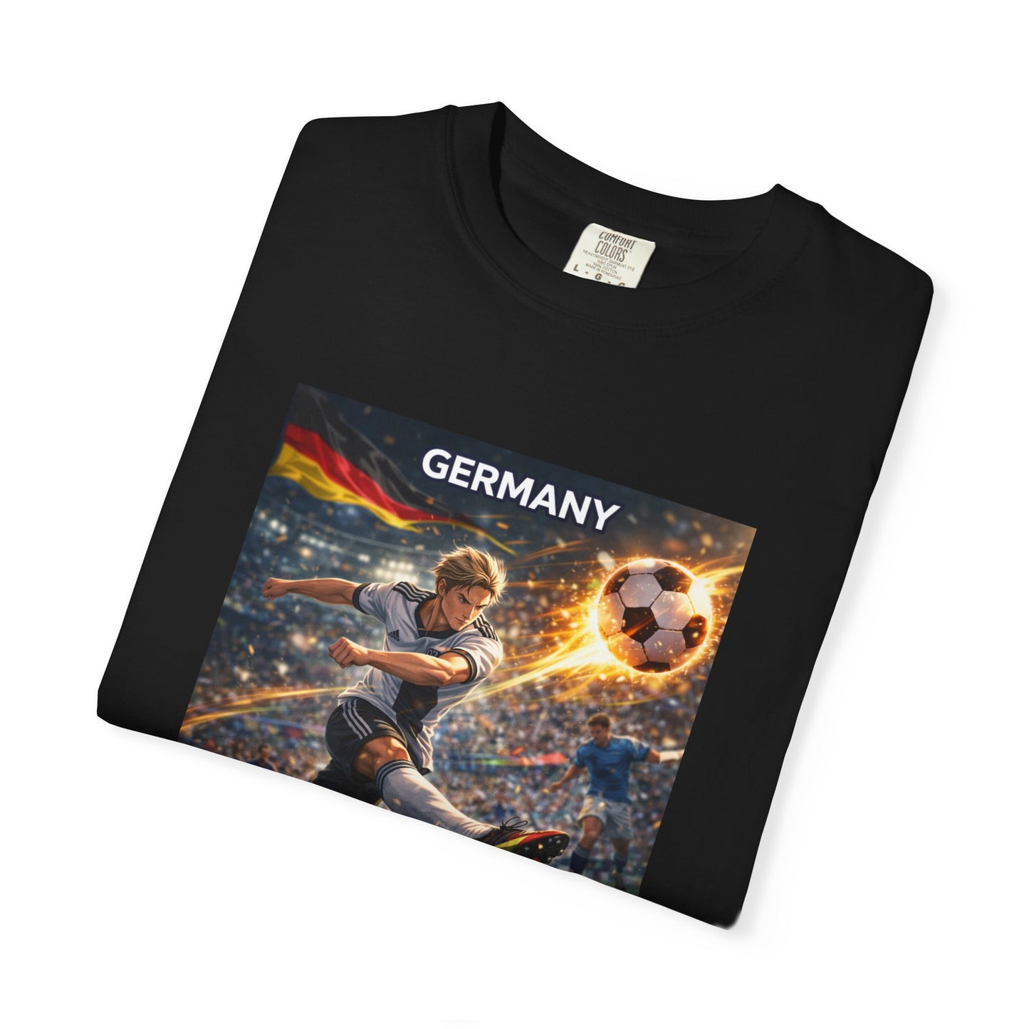 Germany Soccer Player Graphic T-Shirt — Retro Football Stadium Print
