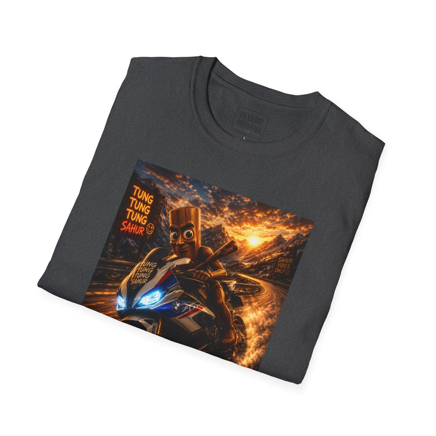Tung Tung Tung Sahur 2 Wheels On Steel & Fire T-Shirt — "Time To Turn The Tide" Tee