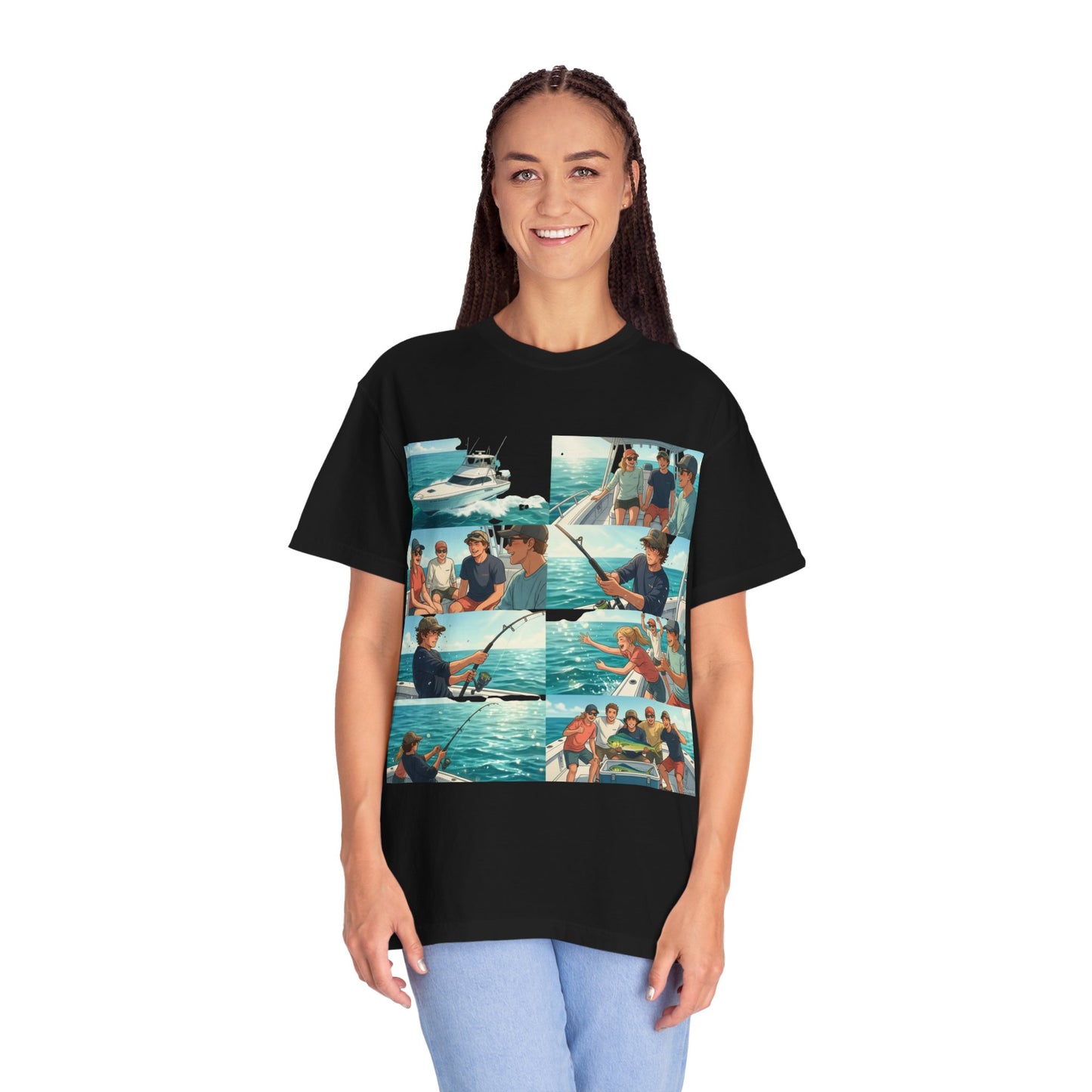 Deep Sea Energy (Friends Fishing Edition) Fishing Trip Photo Collage T-Shirt