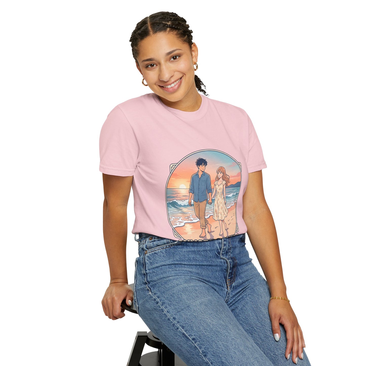 Sunset Lovers Beach T-Shirt — Romantic Couple Graphic Tee