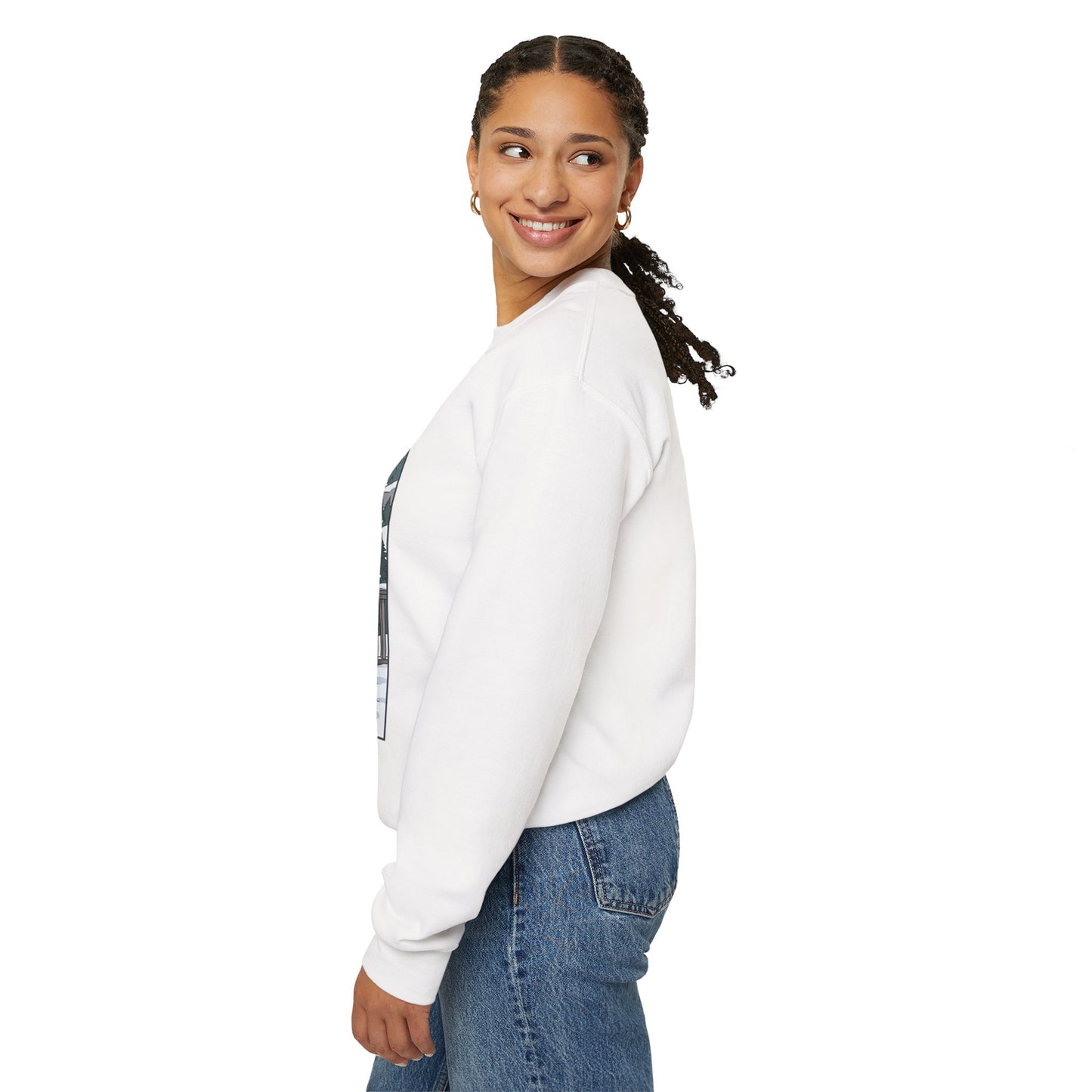 Crewneck Sweatshirt — Franconia Notch Winter Couple Scenic Graphic