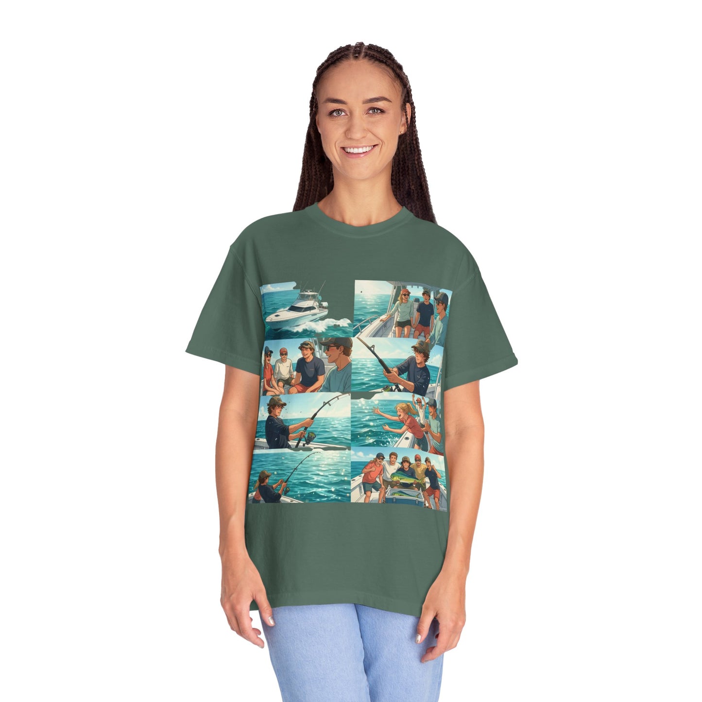 Deep Sea Energy (Friends Fishing Edition) Fishing Trip Photo Collage T-Shirt