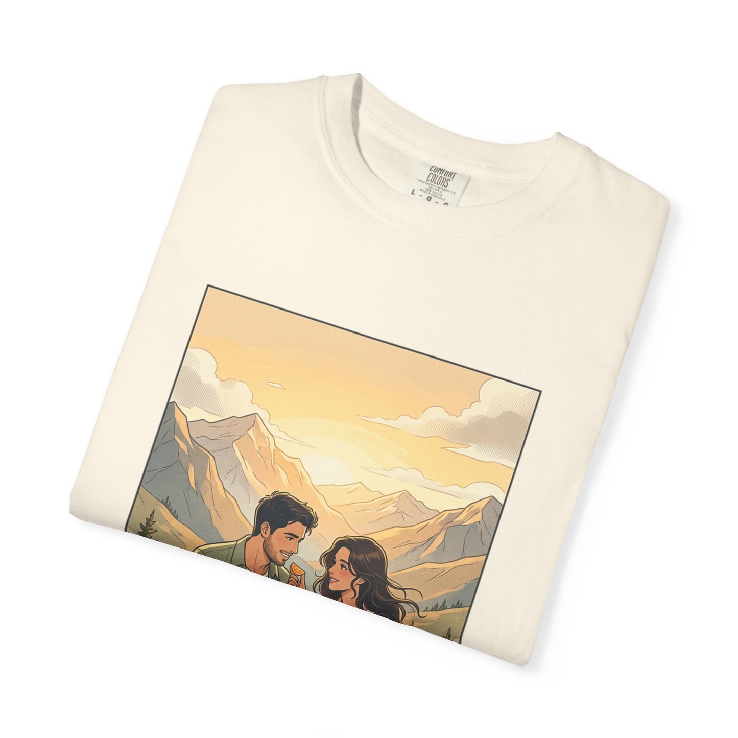 Couples Mountain Picnic T-Shirt — 'Opening Up' Scenic Graphic Tee