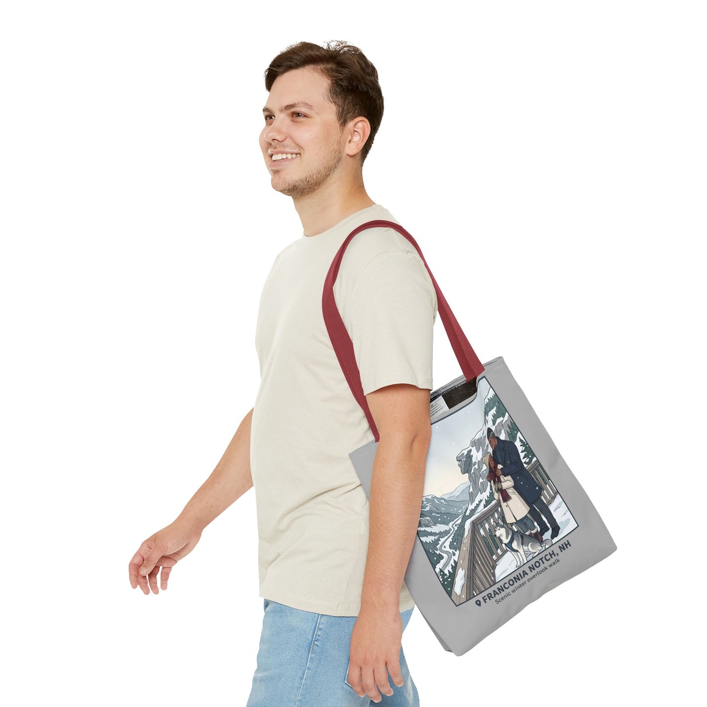 Franconia Notch Winter Couple Tote Bag — Scenic New Hampshire Snowy Overlook Tote